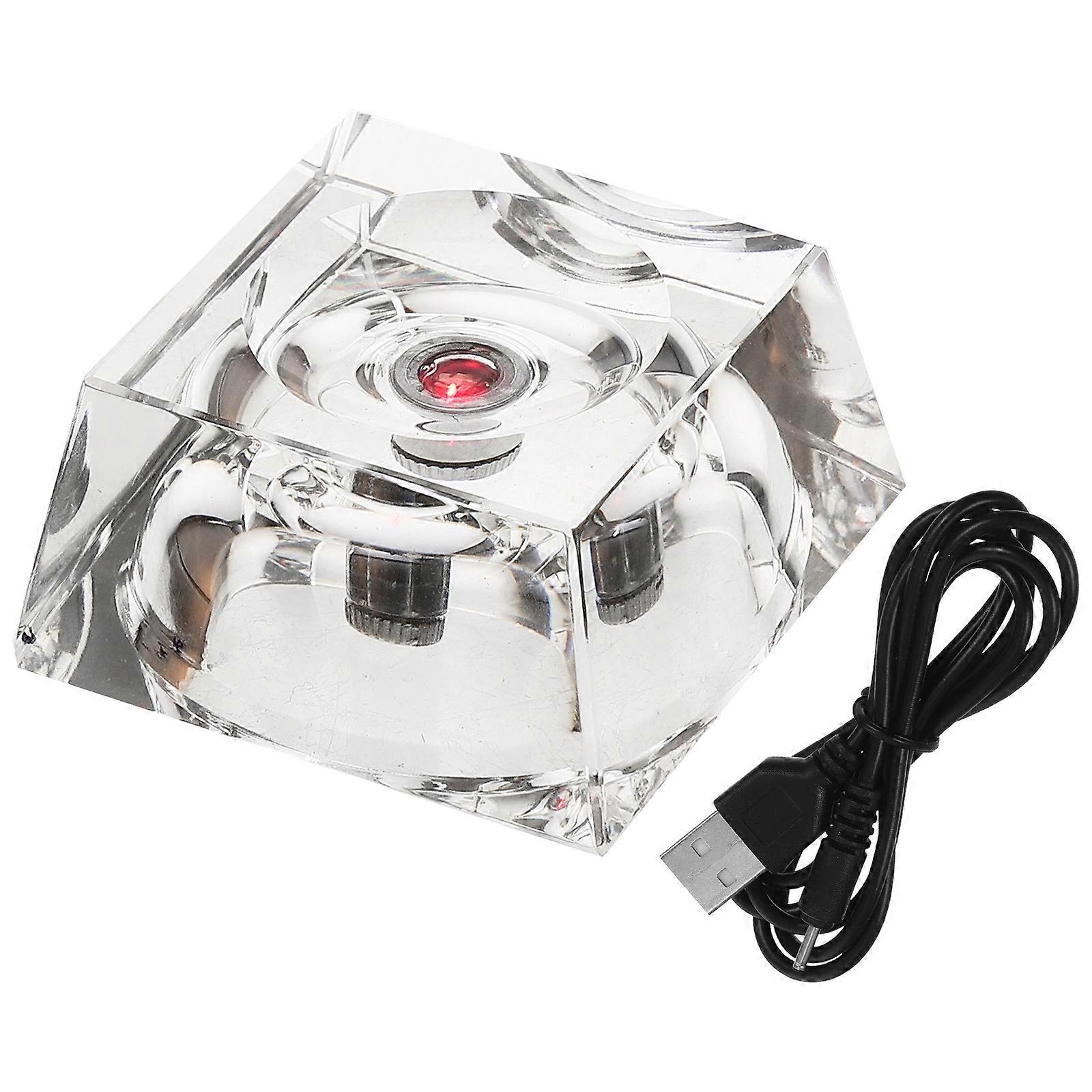 Artwork Display Stand Led Light Base For Room Decoration Sturdy Design Transparent 5X5X2.5CM Automatic Flashing 1Pcs