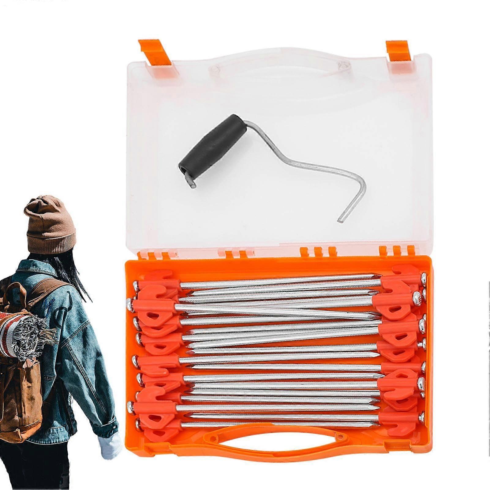 Grounding stakes with PEG remover, storage case 20x thickened metal
