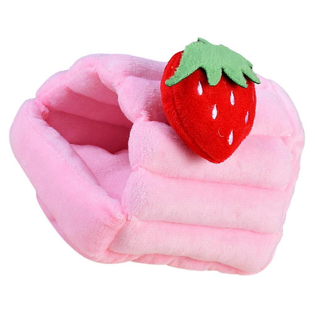 Cartoon Strawberry Design Nest For Pet Hamster And Small Animals In L Size With Windproof Function 1Pcs