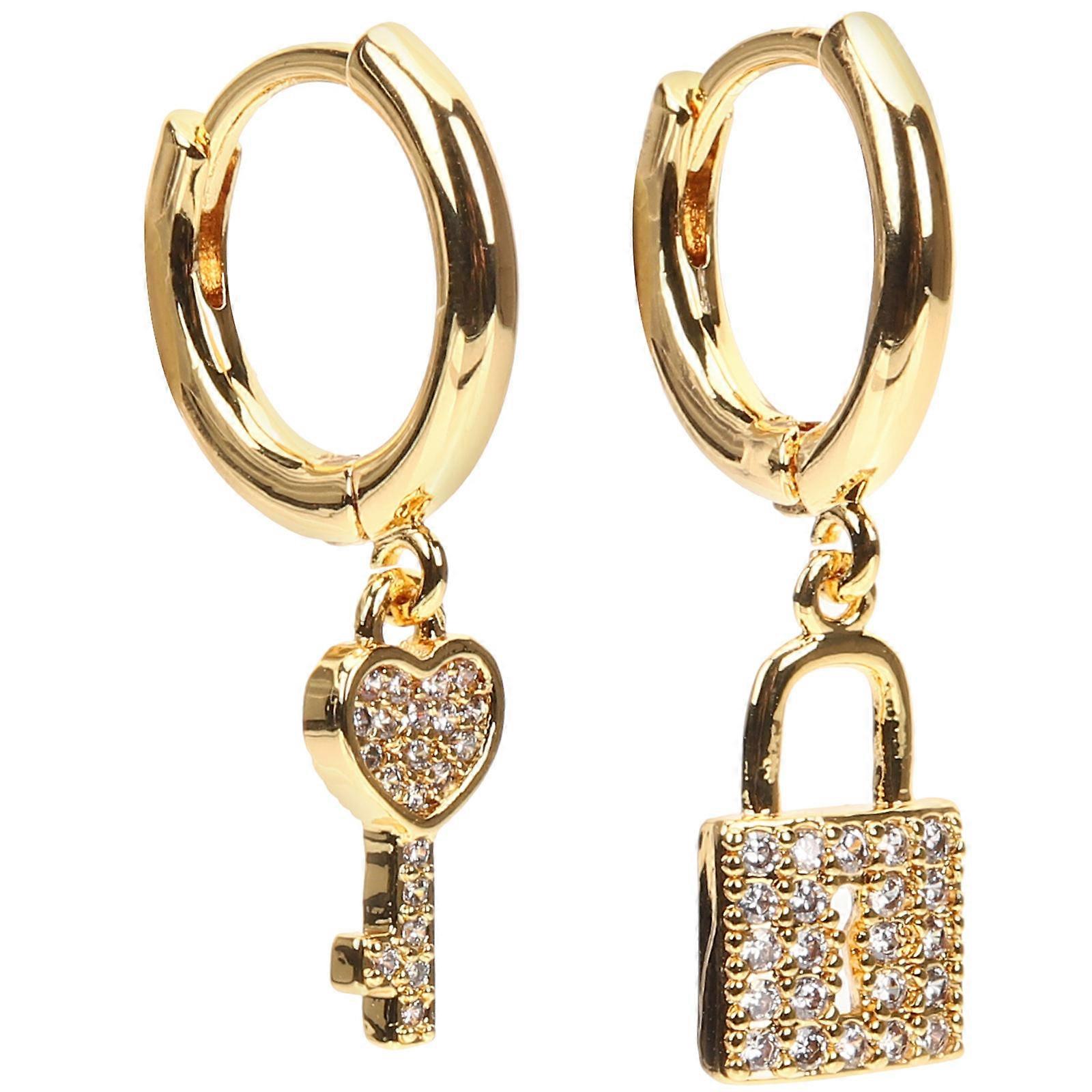 1 Pair Padlock Earrings Dangle Hoop Earrings Statement Earrings for Women
