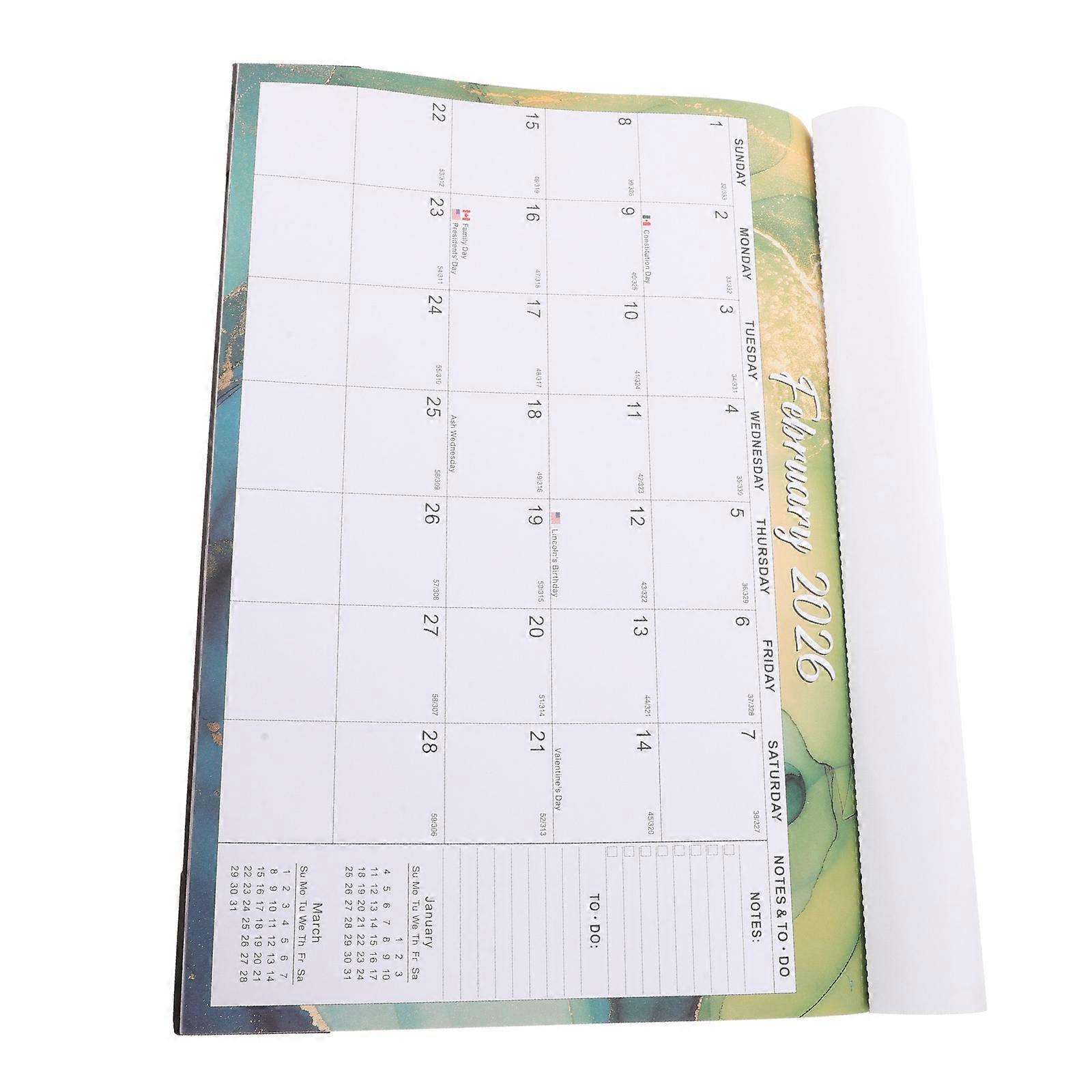 Hanging Wall Calendar Office Supply Rectangular Simple and Modern Two Side Offset Paper Monthly Planning 1Pcs