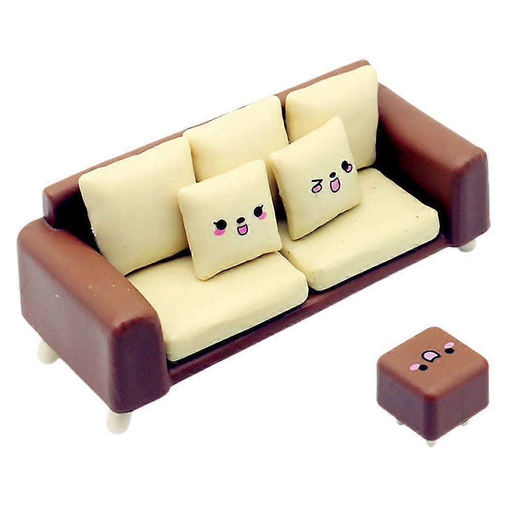 1 Set Doll House Sofa and Stool Furniture Miniature Layout Prop Micro Scene