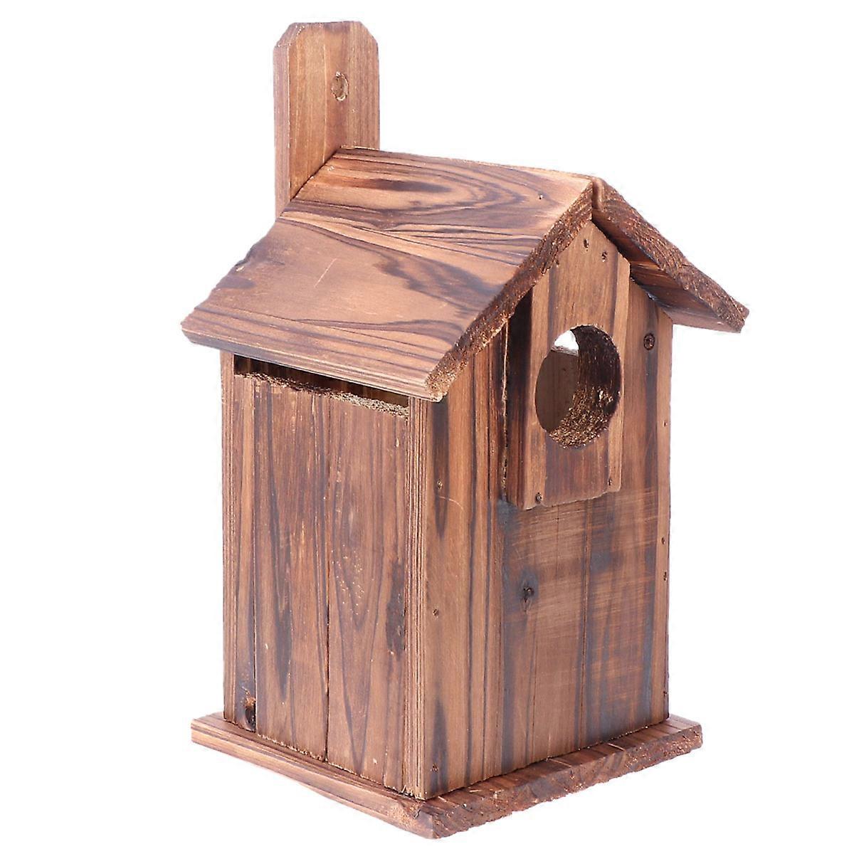 Creative Wooden Bird Cage for Small Birds Comfortable Feeding Haven with Unique Design Coffee Color