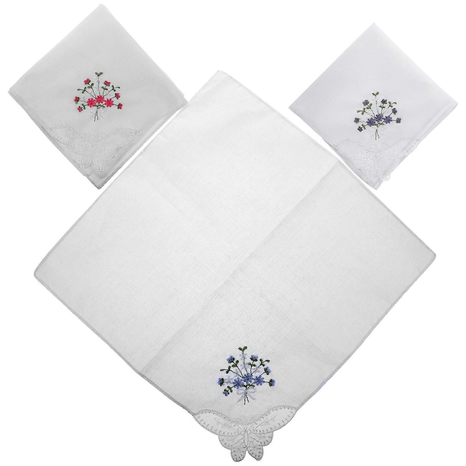 Csipke pamut zsebkendő hímzett design ajándékozás 28.00X28.00CM 3db