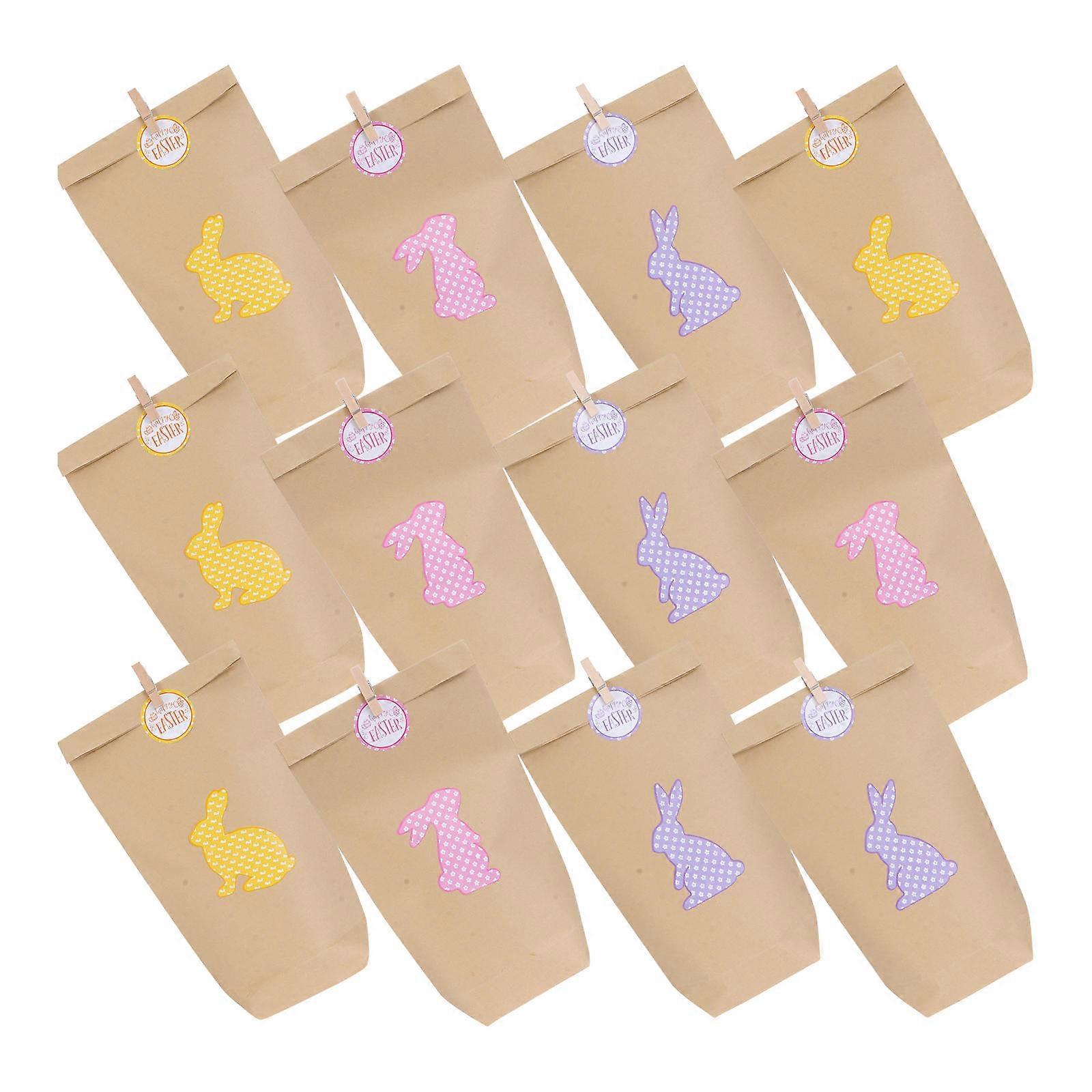 12 مجموعات عيد الفصح تحت عنوان التفاف ورقة كيس حلوى هدية حقيبة أرنب ملصقا حقيبة