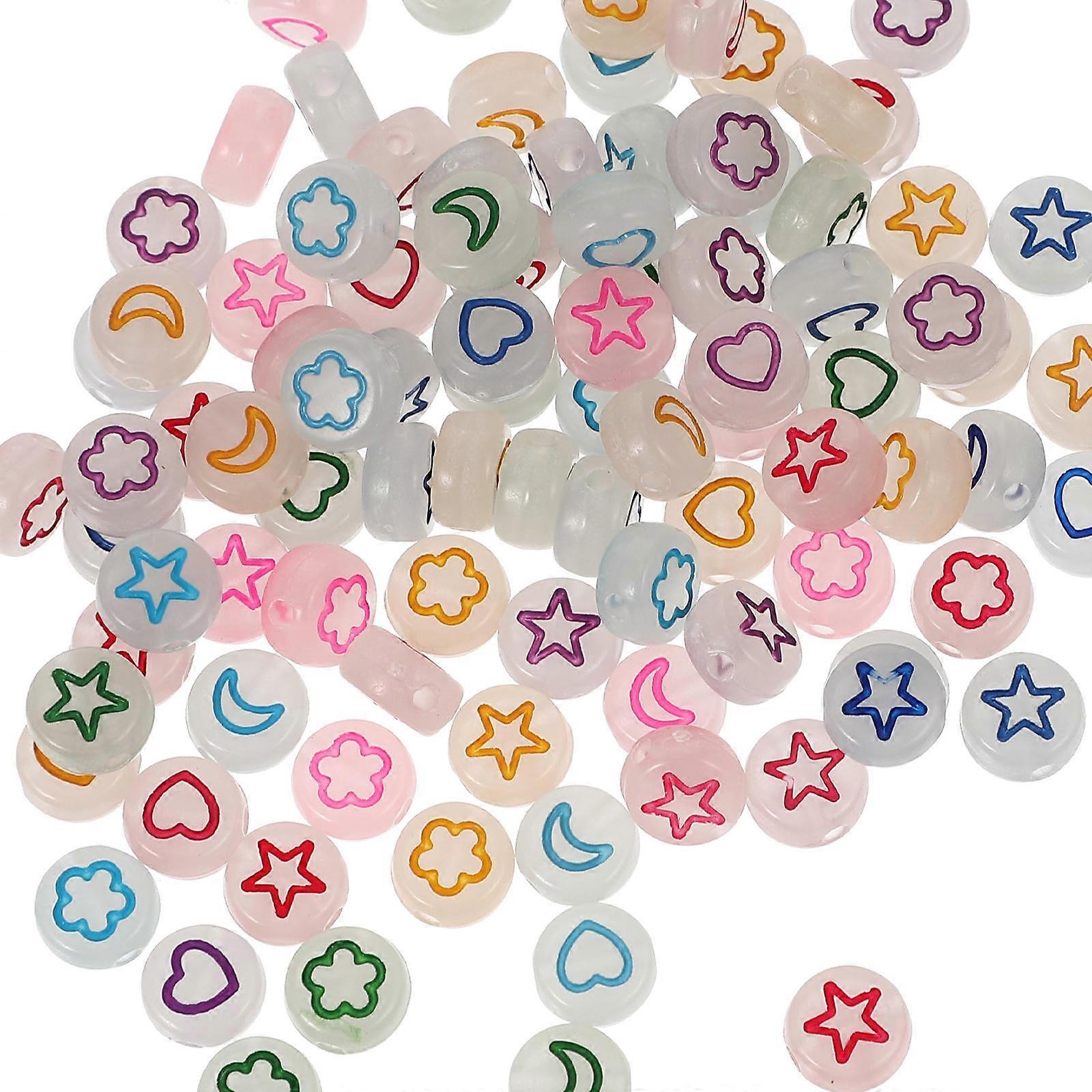 Luminous Acrylic Beads Craft Kit for DIY Bracelets – Includes Heart, Letter Pattern & Assorted Beads for Creative Jewelry Making & Decorations