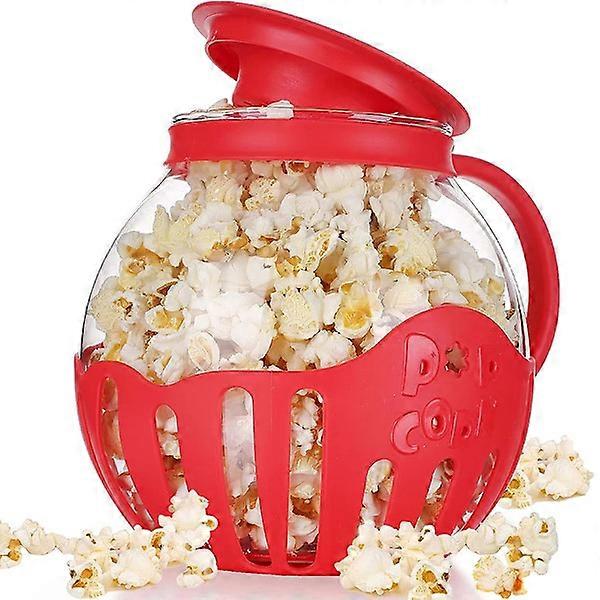 Popcornpoppare i mikrovågsglas med silikonlock, temperatursäkert glas.