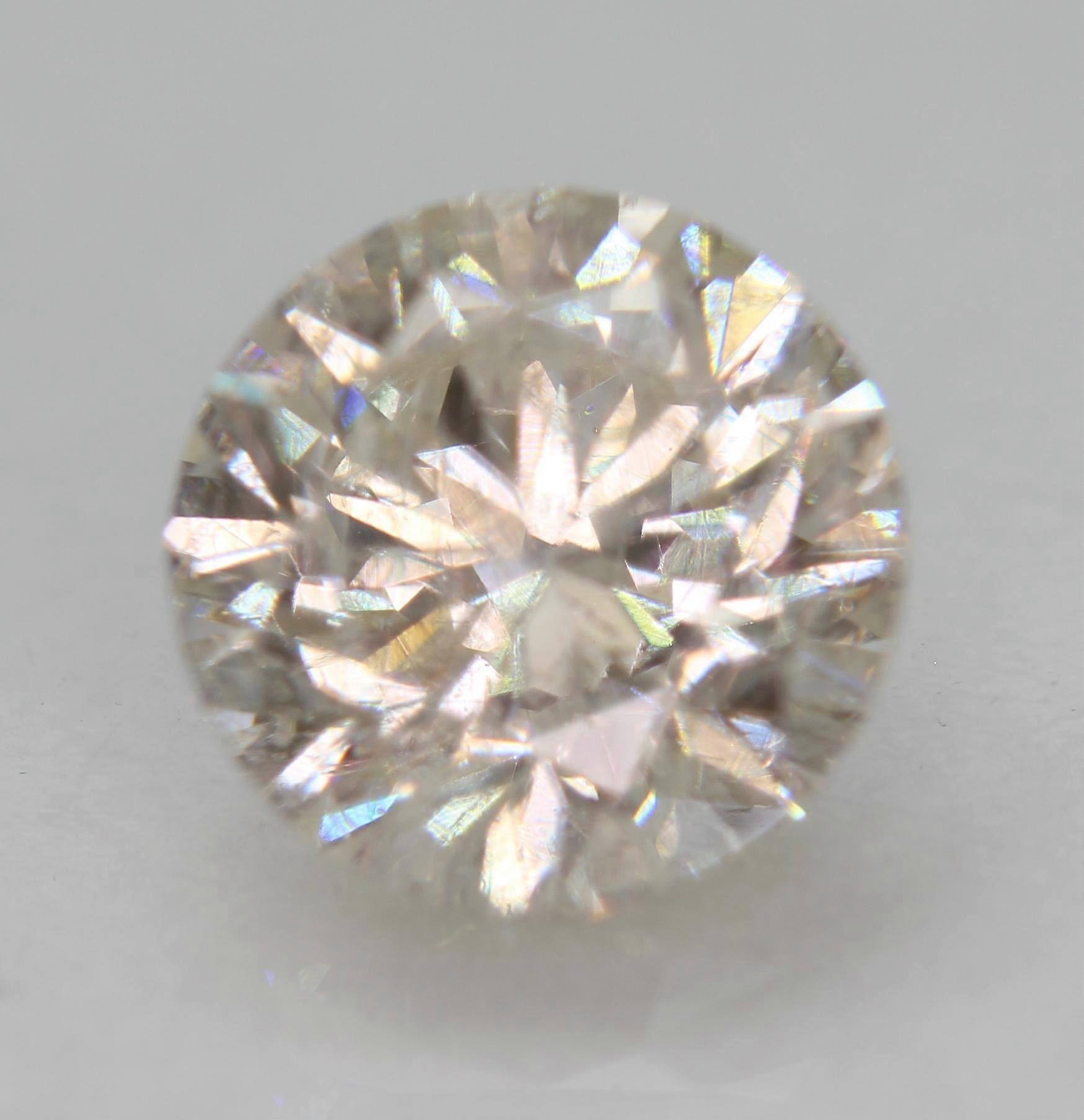 Certified 0.91 Carat I VS2 Round Brilliant Natural Enhanced Loose Diamond 6.08mm