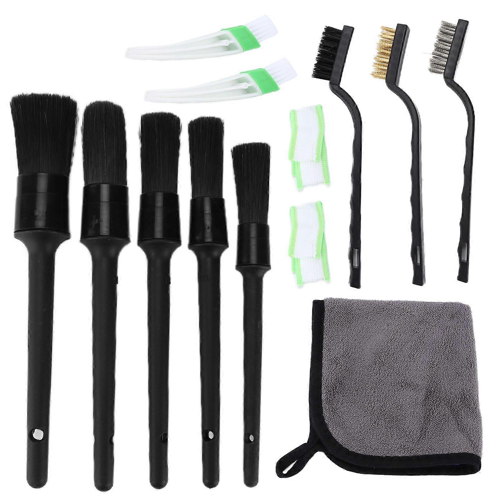 car cleaning brush set with thick drying towel and double head design