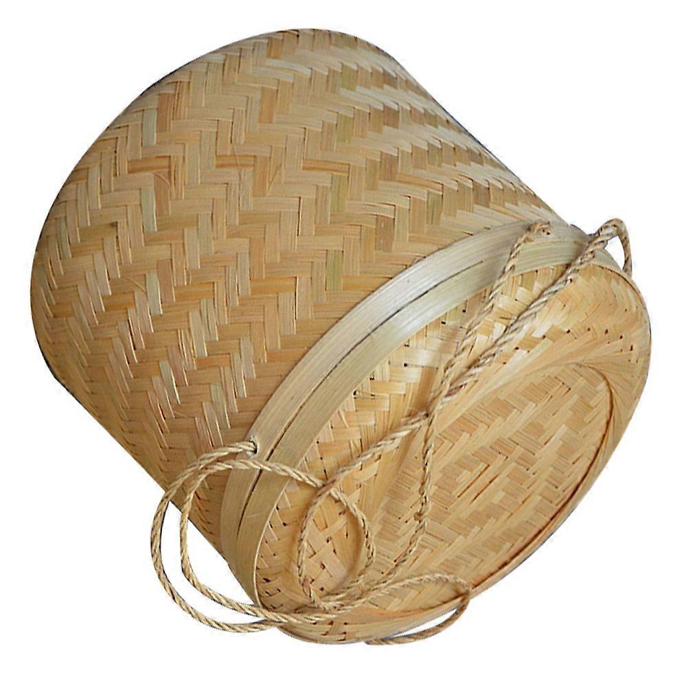 Bamboo Storage Basket with Lid – Woven Decorative Container for Tea, Fruits & More – Rustic Home, Office & Party Storage Solution