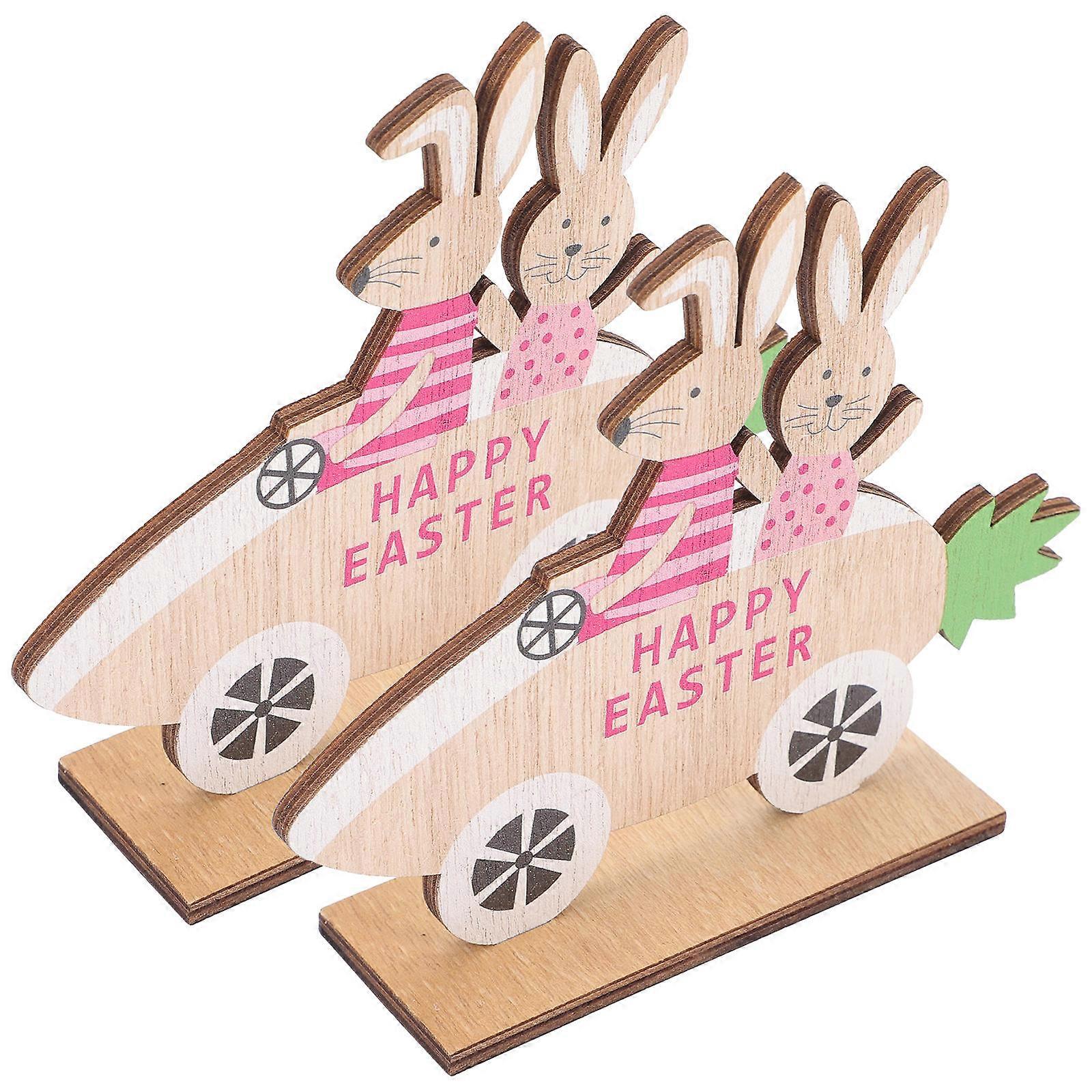 Violet Wooden Rabbit Table Decor 2Pcs Ideal For Easter Parties And Home Decoration With Charming Design