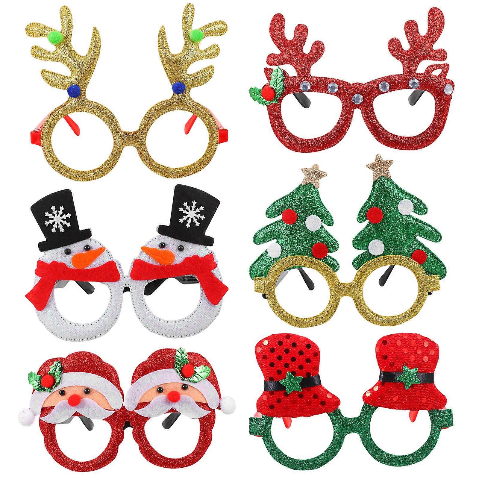 Carnival Glasses Creative Eye Ornament 6 Pairs Round Frame Ideal For Photo Props At Christmas Celebrations