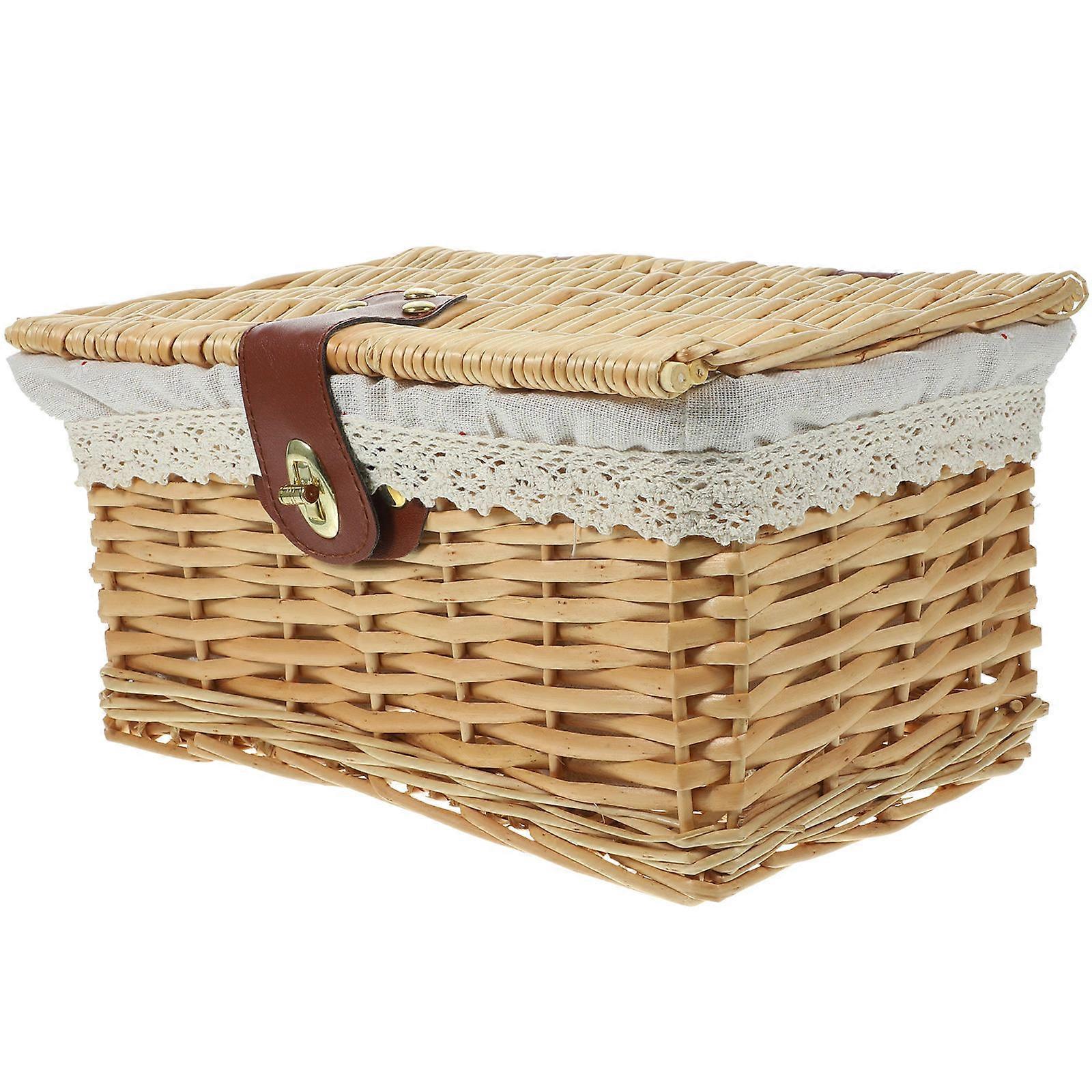 Woven Magazines Organizing Box With Lid In Light Brown 35x25cm Practical For Home Decor And Storage 1Pcs