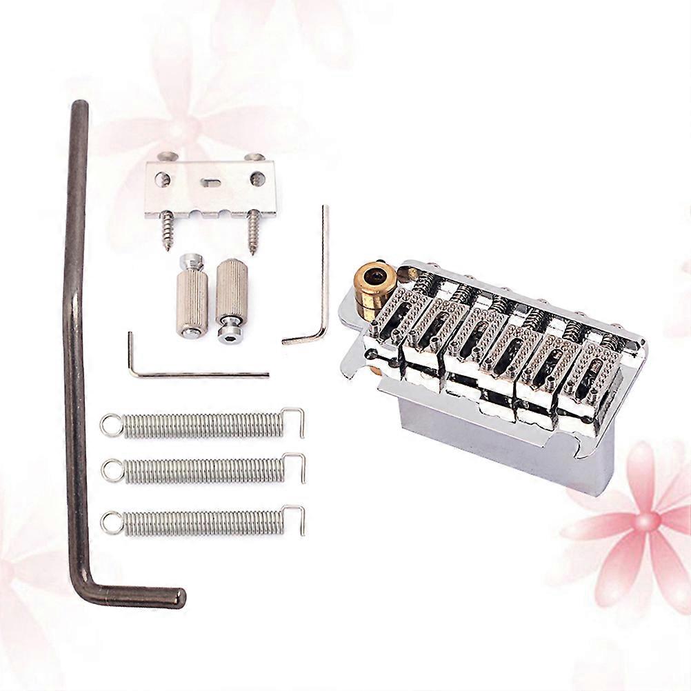 Double Bass Guitar Saddle Bridge Replacement, Alloy Tremolo Base, Pre Drilled Easy Mount Instrument Accessory, Silver Finish