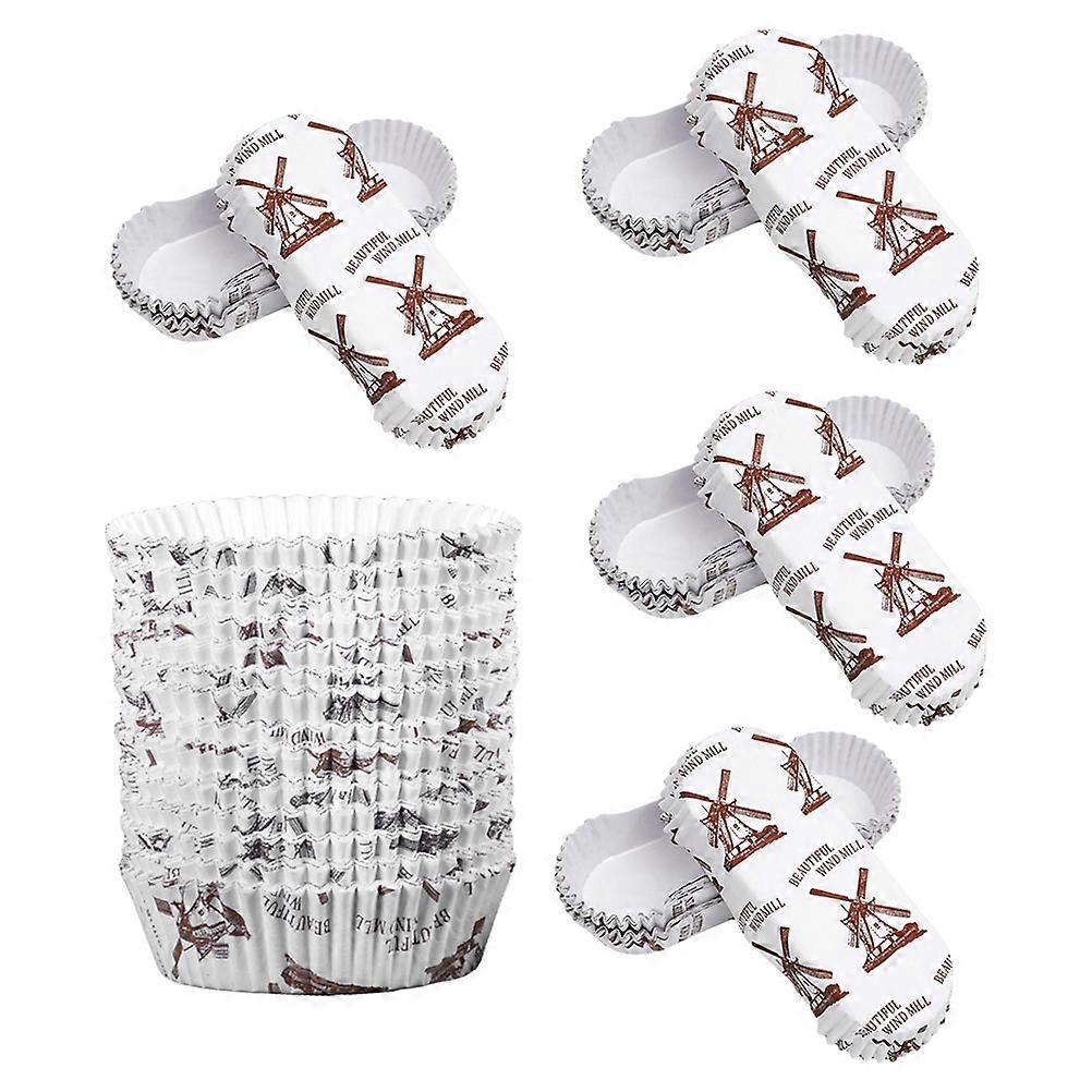 200st Hög Temp Resistent Rund Väderkvarn Båt Formad Papper Cupcake Wrappers & Baking Liners för Muffins, Bröd, Bröllop, Födelsedagsfest Leveranser