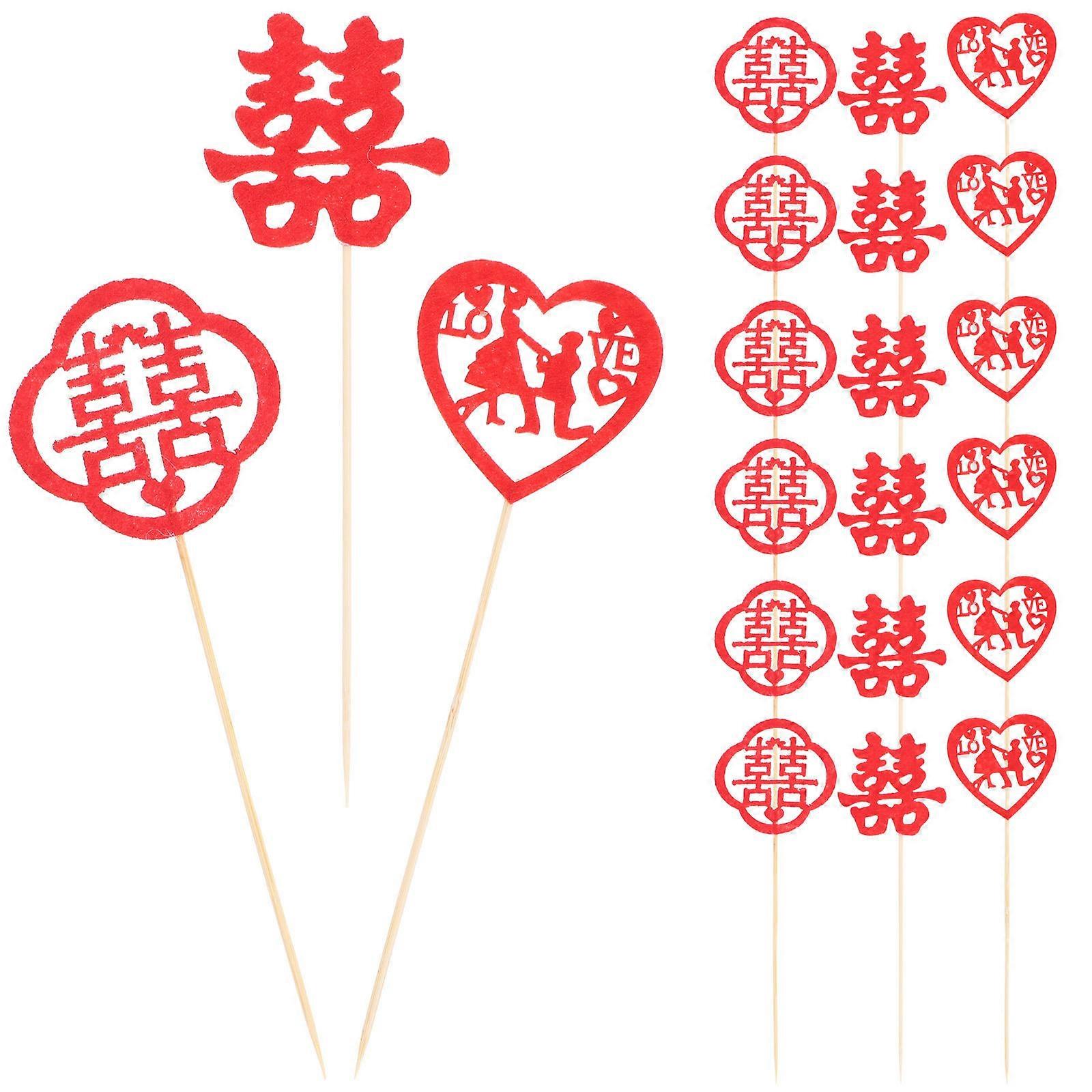 Toothpick Fruit Sticks for Decor Red Plate Decoration 90 Pieces