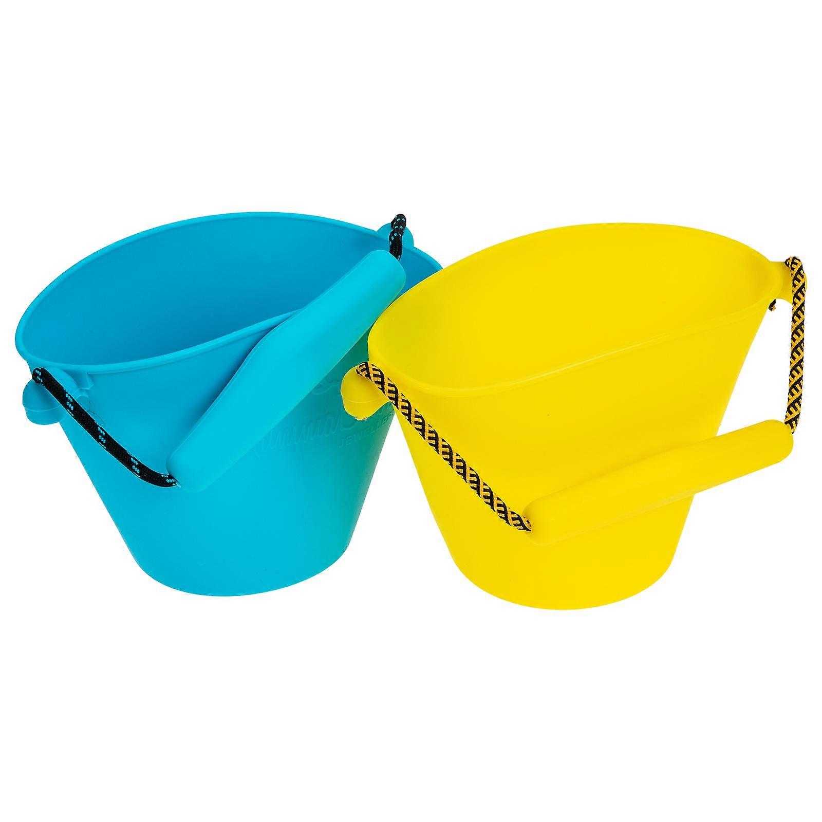 Silicone Sand Bucket for Kids Splashing Toy 2Pcs Portable Foldable Bucket