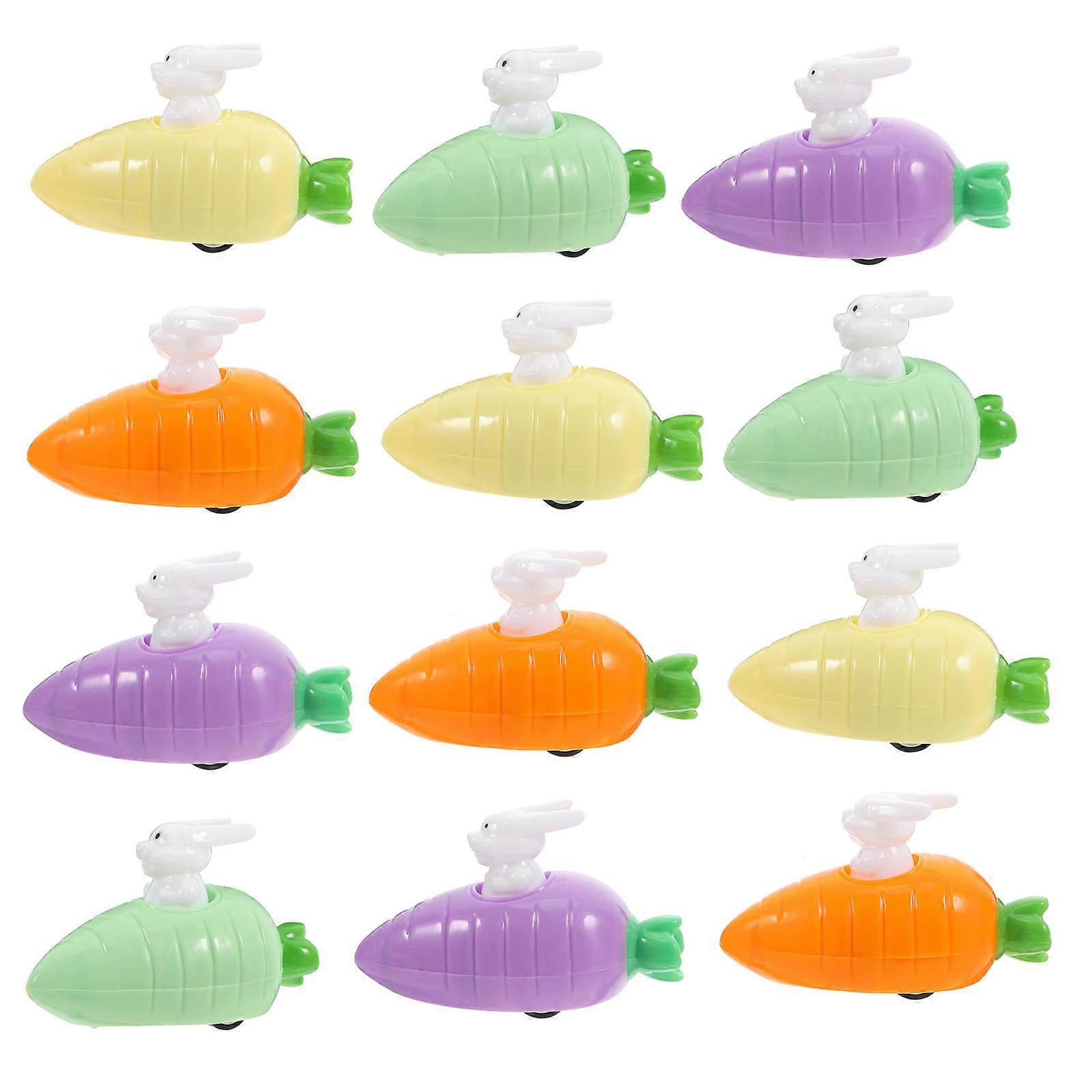 Easter Bunny Pull Back Car Toy for Kids Assorted Color Improves Skills 12 Pcs