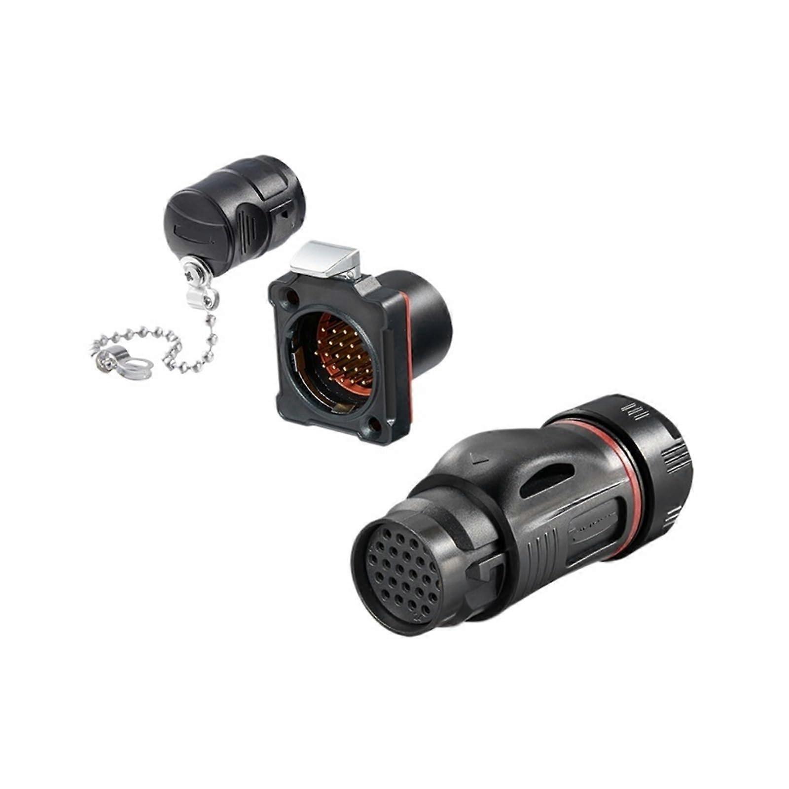 BD-24 Kunststoff-Luftfahrtstecker 24-adrig Datensignaluebertragungsstrom Connector Male/Female Flange Reverse Black