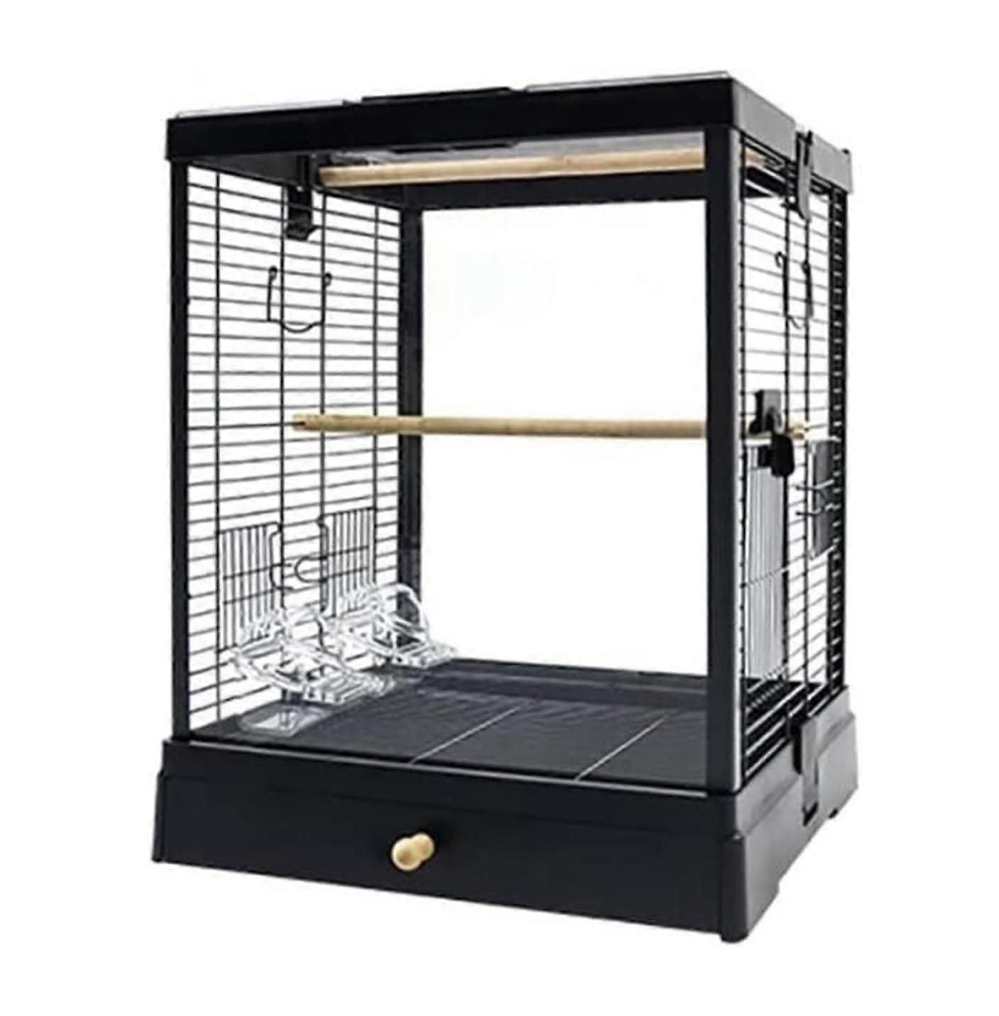 Bird cage for budgies, metal, with flight, feeding bowls, and perches