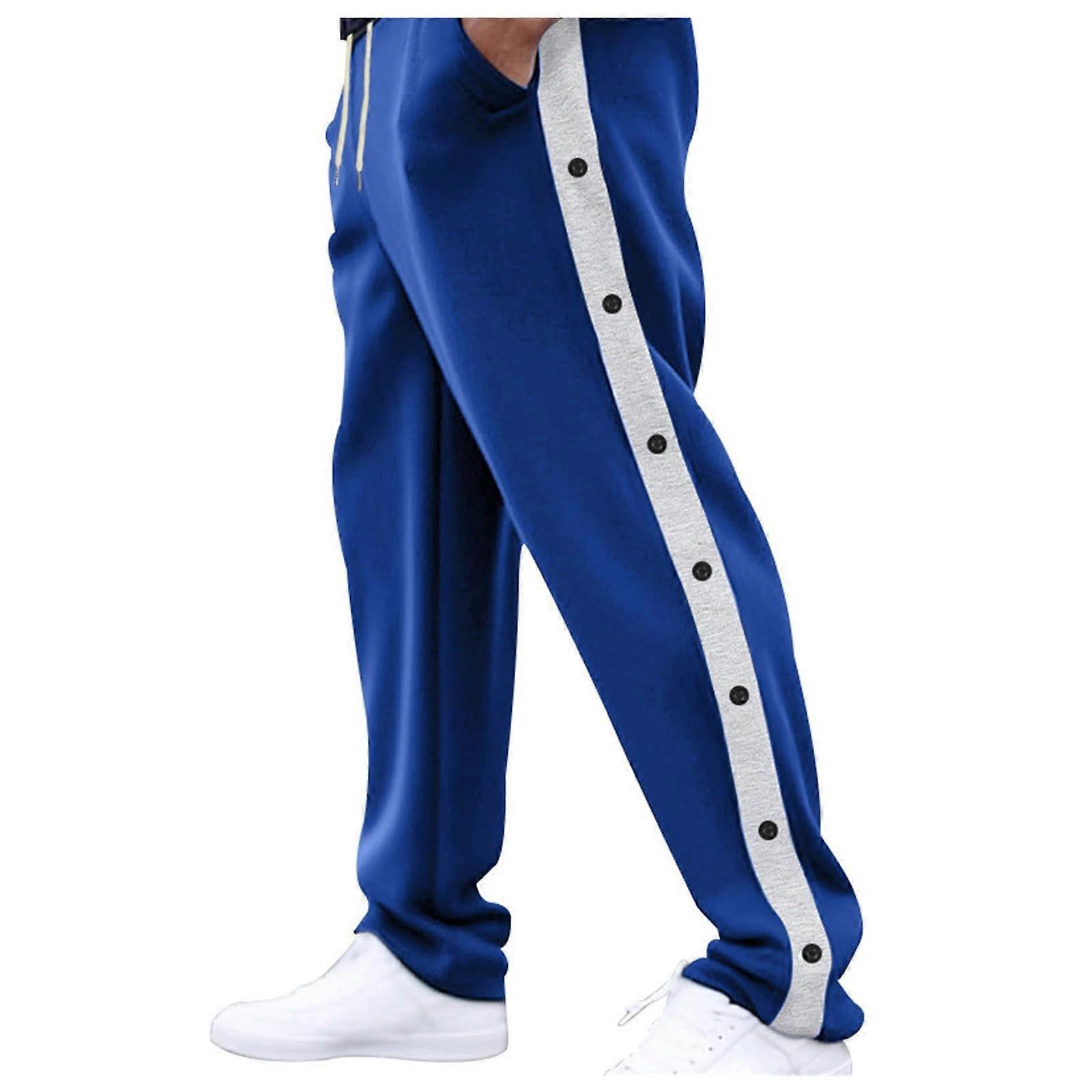 Reha Trousers Men's Jogging Bottoms with Side Button Placket Stretch Lightweight Blue 3XL