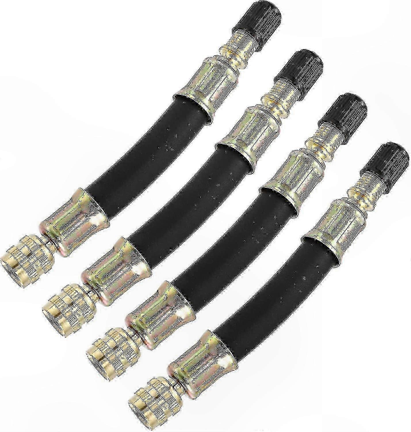 4-Piece Dual Stem Valve Extensions for Air Compressor Use with Car, Truck, RV, Bike, and Trailer Tires