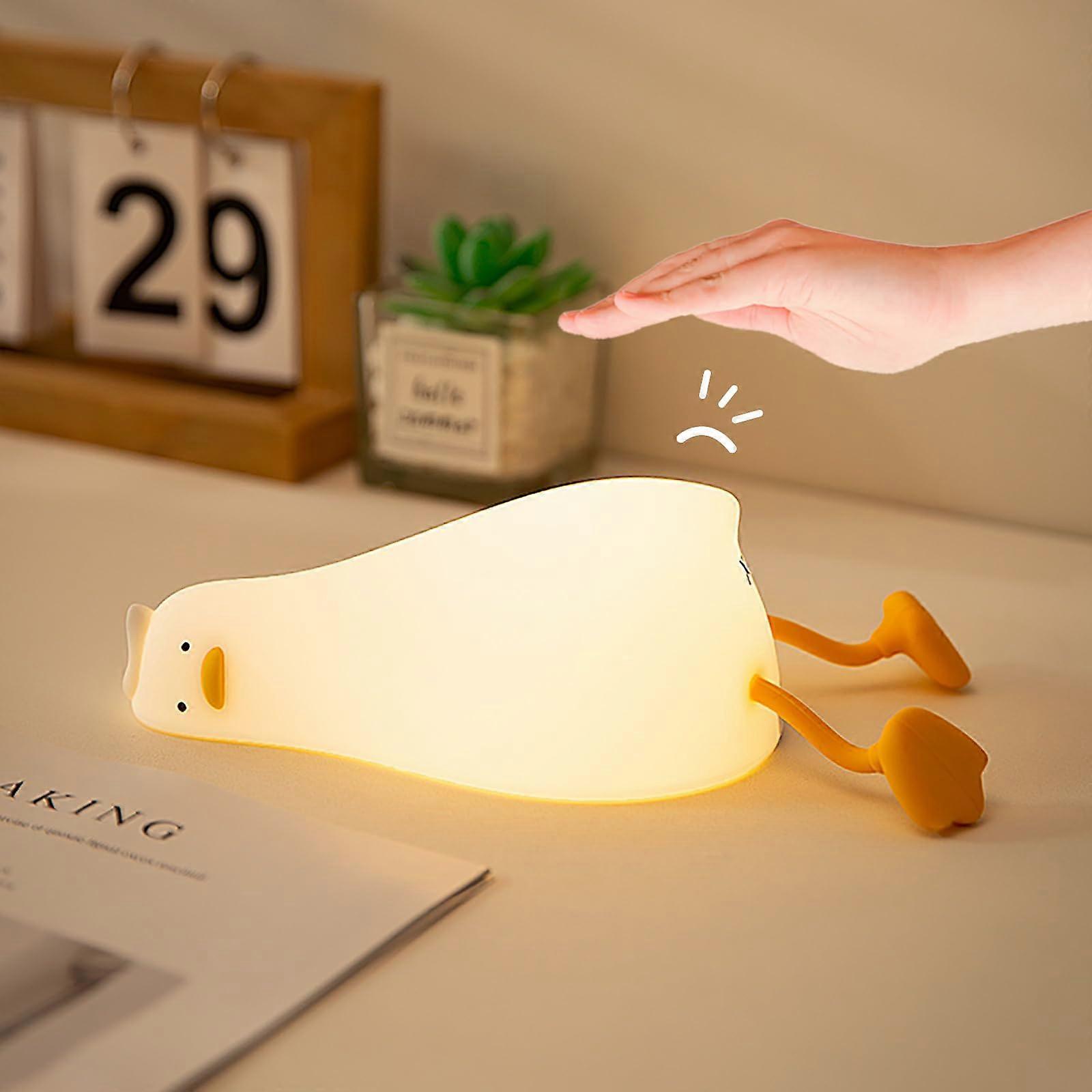 LED Night Light Flat Lying Duck Bedside Lamp With 3 Light Levels Touch Control Timer Dimmable For Children's Room