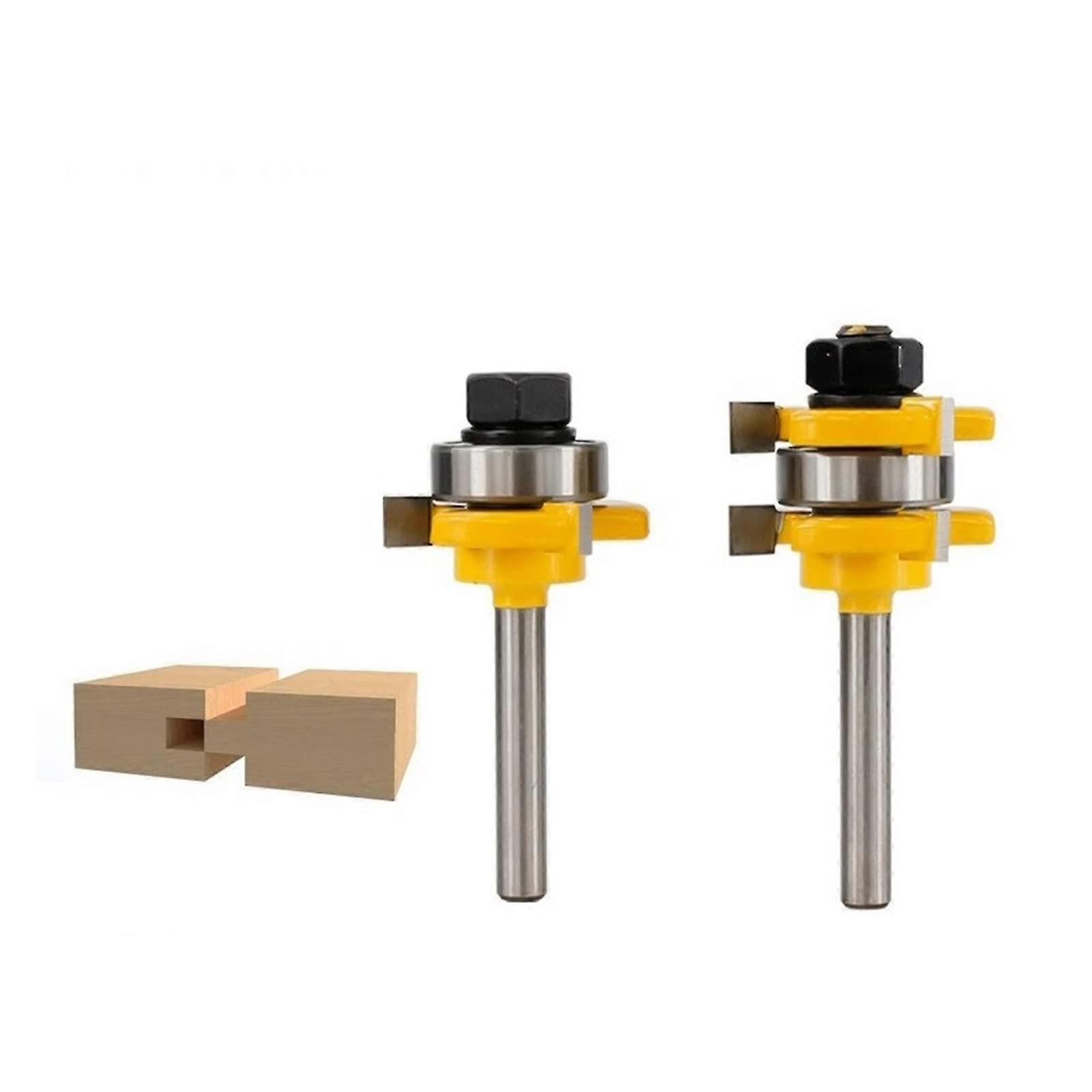 Router Bit Cutting Tool Set - 2 Pieces Tongue and Groove Router Bits with 1/4 Inch Shank for Plywood and Woodworking