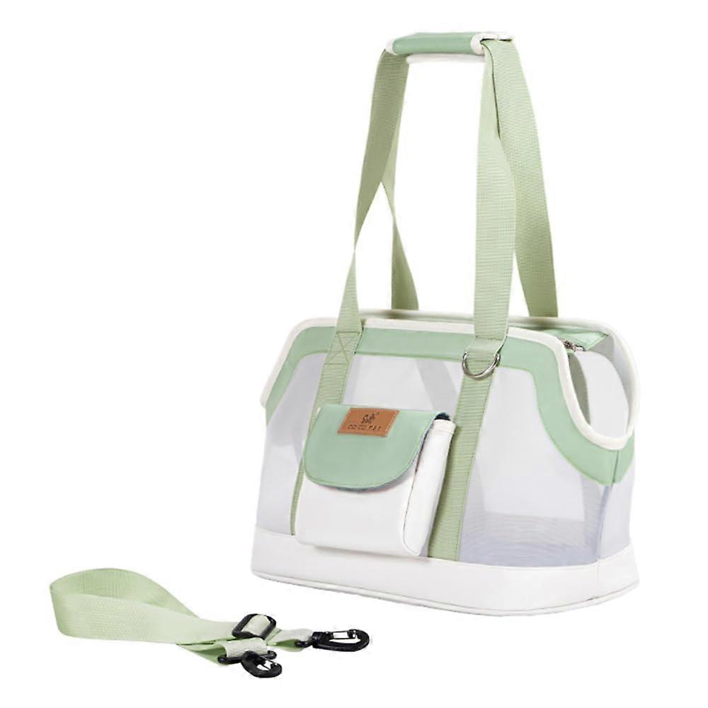 Portable Cat Bag with Large Capacity, Breathable Oxford Cloth, Wear-Resistant Shoulder Carrier for Small Dogs and Cats in Green