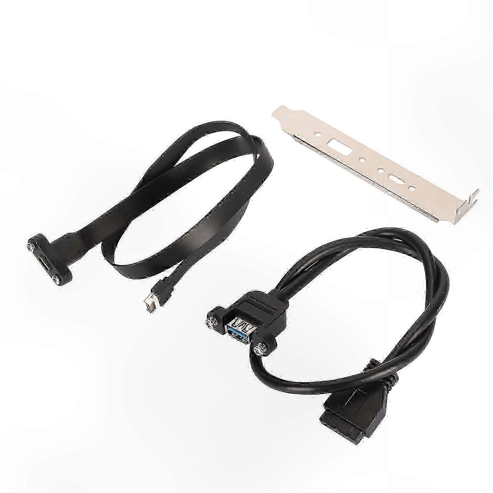 1.6ft Type E to Type C Front Panel Cable with Bracket - 20Gbps Plug and Play Extension for Various Devices