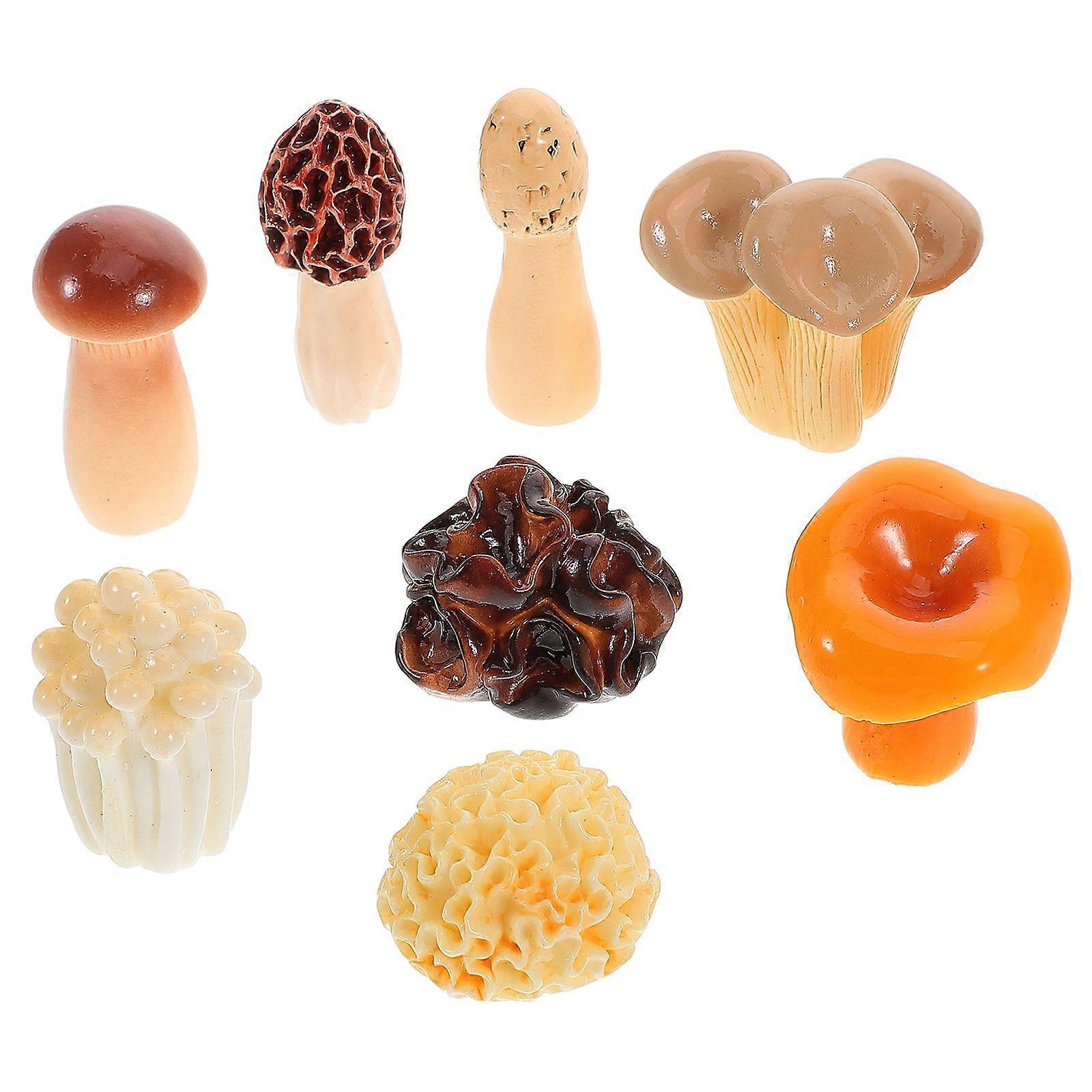 8pcs Miniature Mushrooms For Crafts Realistic Resin Figurines Tiny Mushroom Decorations For Diy Projects Artificial Vegetables For Home Decor