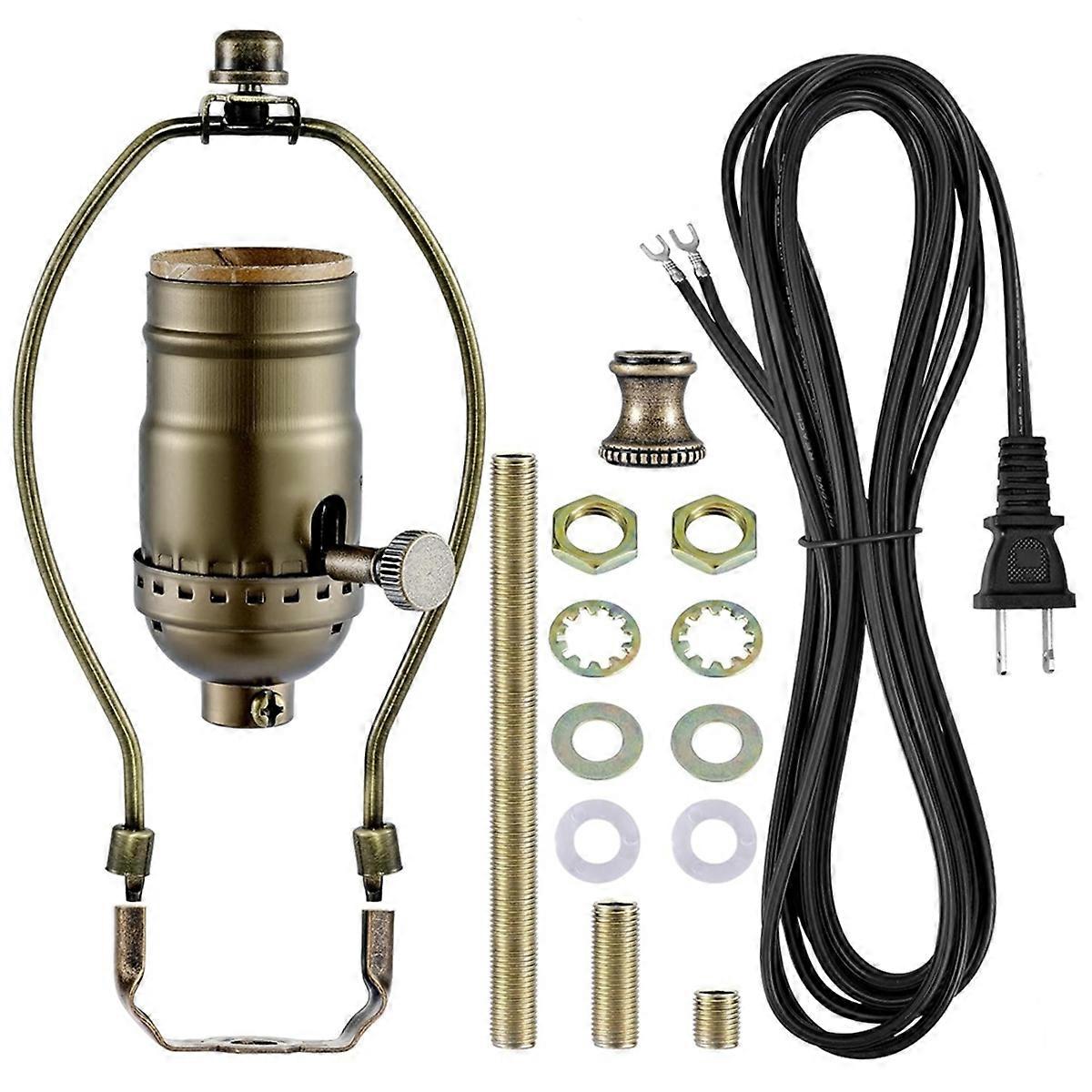 Lamp Rewire Kit,Make A Lamp or Repair Kit,3-Way Lamp Socket with Matching Cord Lamp Harp Set,Lamp W