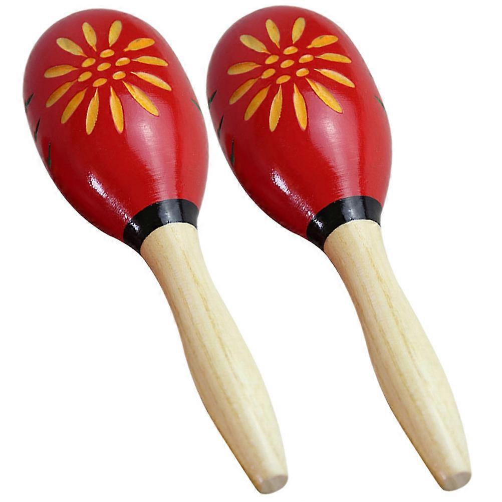 Maracas Musical Instruments Baby Sand Entertainment Red Wood Construction 1 Pair