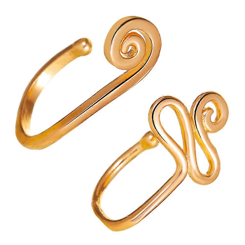 Here's a refined and professional product description based on the input you provided:
**2PCS Alloy Nose Rings – Snail & Snake U Shaped Fake