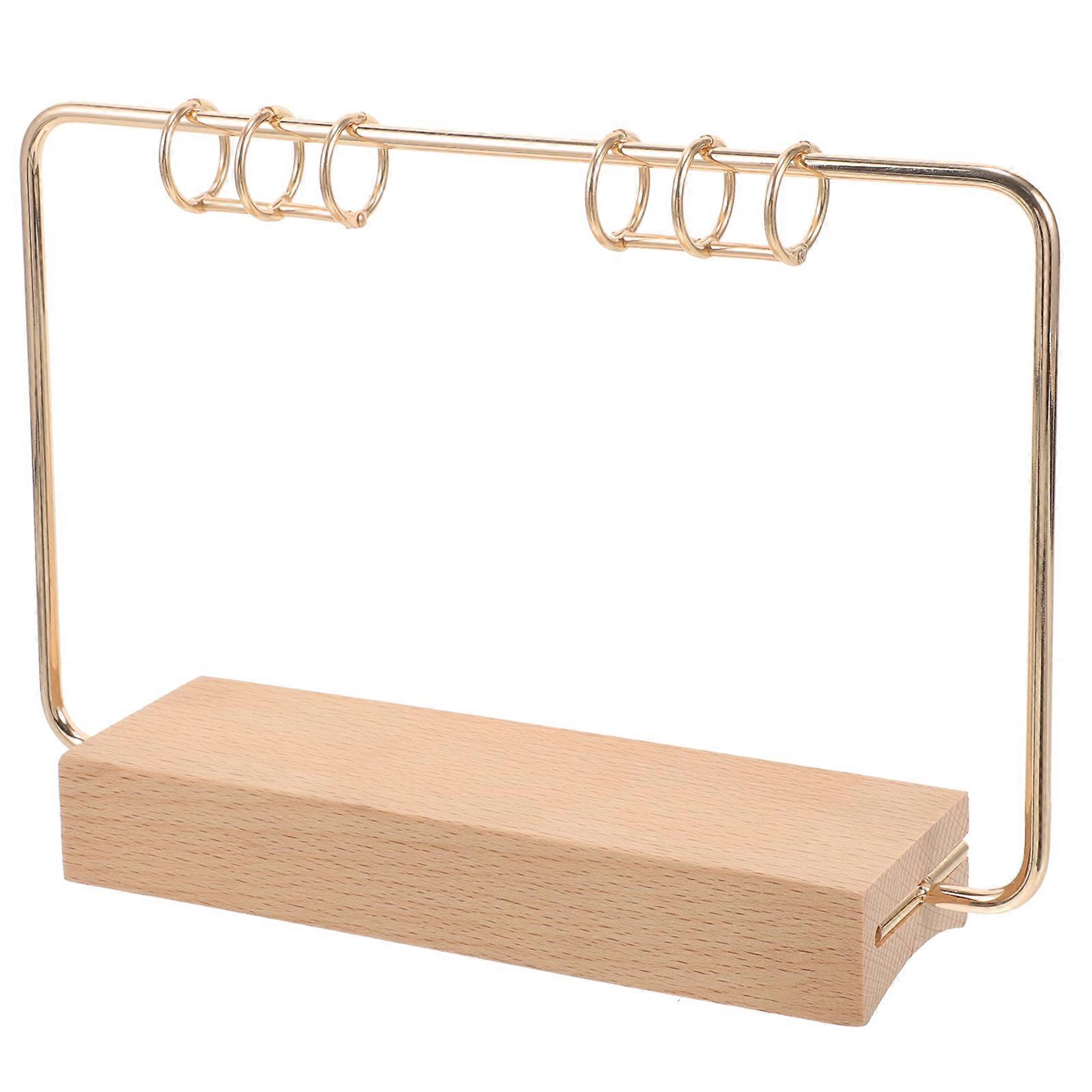 Golden Calendar Holder with Stainless Steel and Wood for Home Use Lightweight Portable Desk Accessory 1 Set