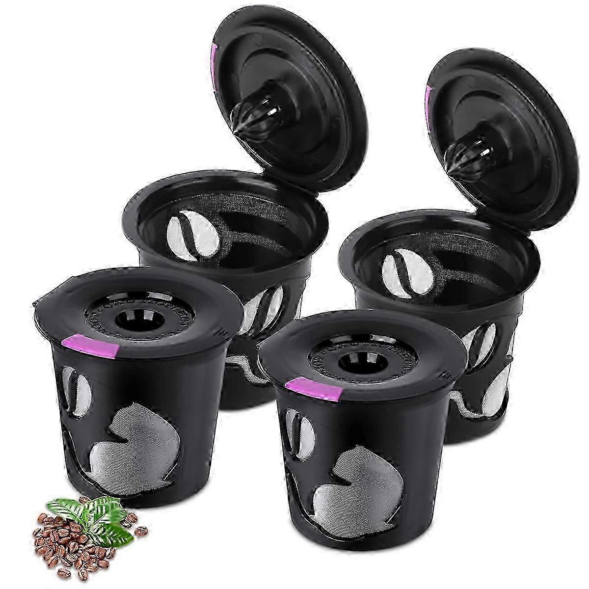4 Pack Reusable Coffee Filter Pods for K-Duo & K-Mini Machines, Single Refillable K Cups Included