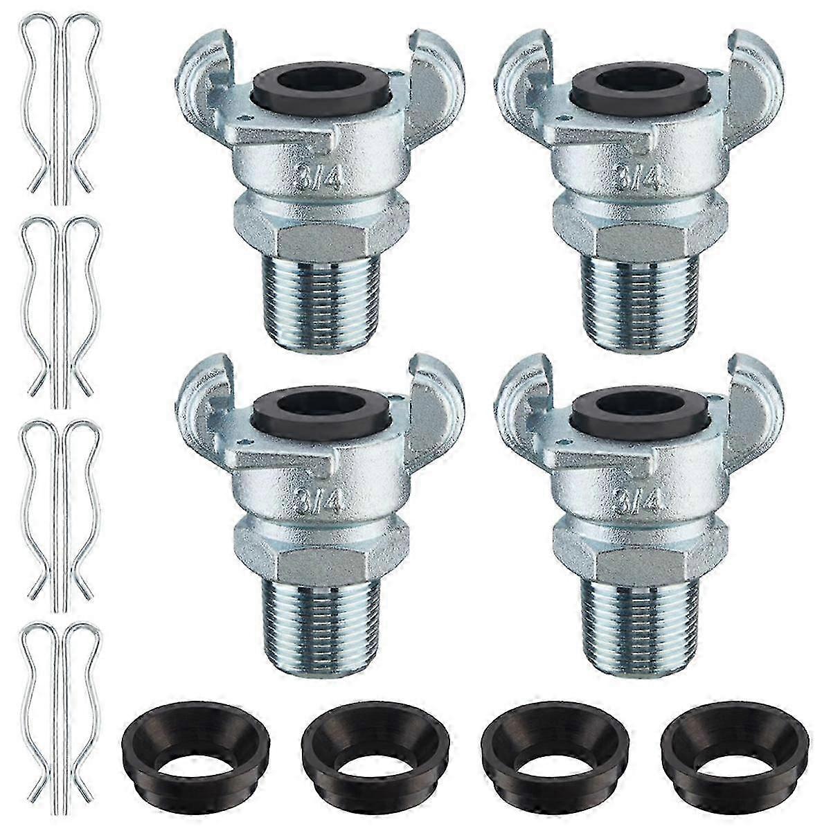 4 Sets Universal NPT Air Hose Fitting with 2 Lug Chicago Coupling for Both Male and Female Ends