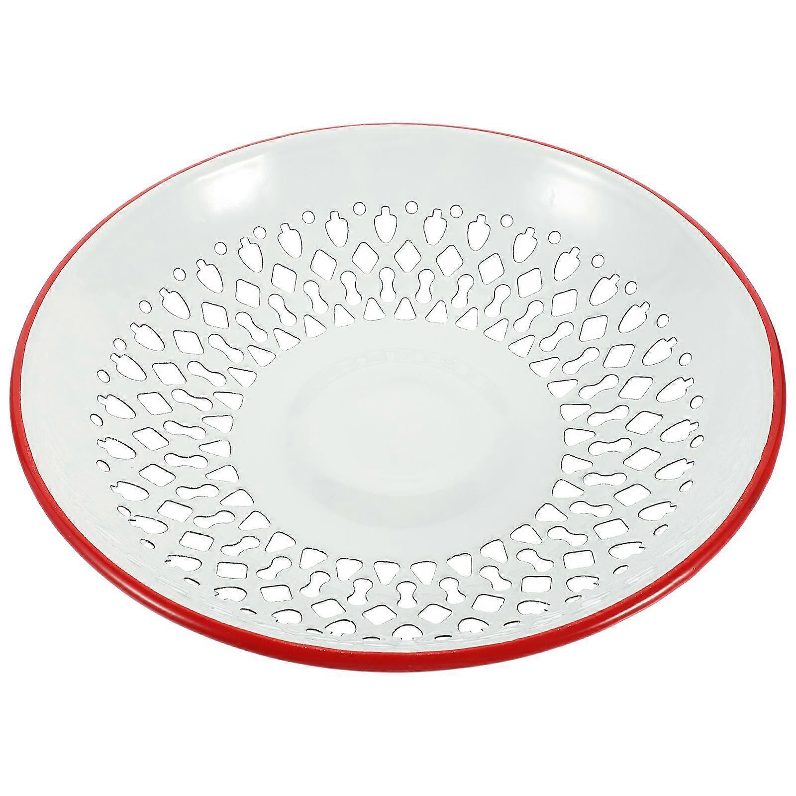 1 Pc Practical Enamel Drain Basket Drain Basket Fruit Basket Hollow Plate