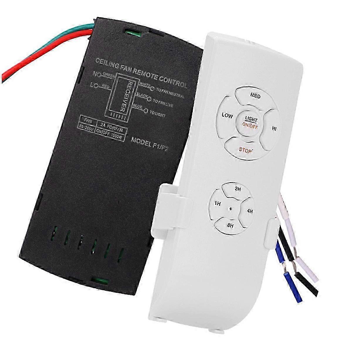 Universal Ceiling Fan and Light Remote Control Kit with Timing and Speed Control Receiver