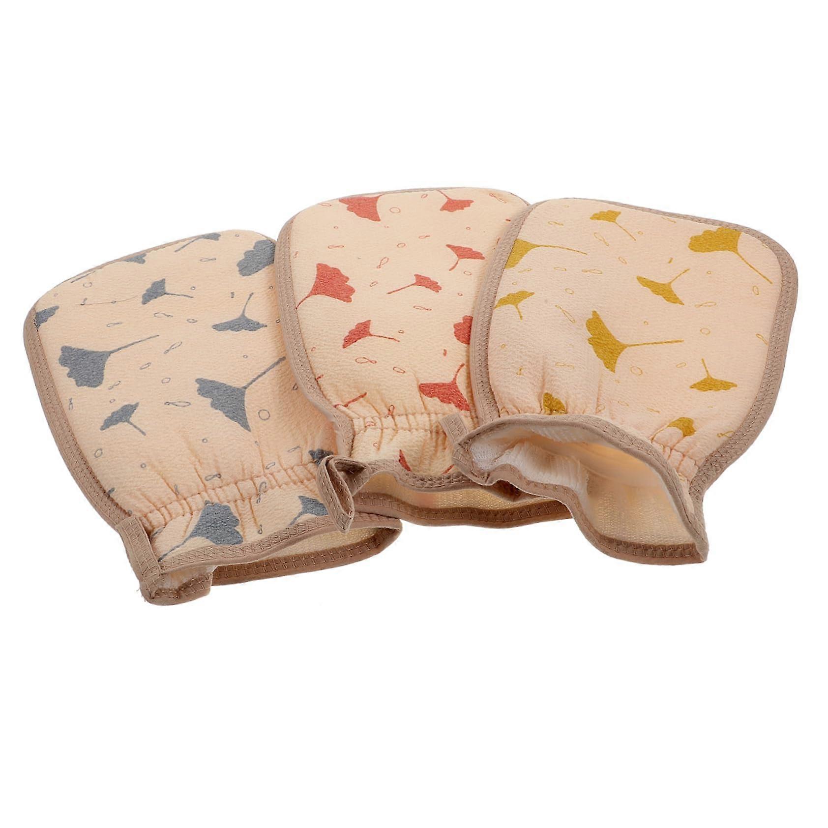 Elastic Back Scrubbing Bath Gloves DoubleSided Exfoliating Towels for Shower and Bath 3Piece Set