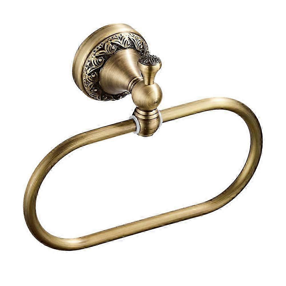 antique brass towel ring oval with carving pattern