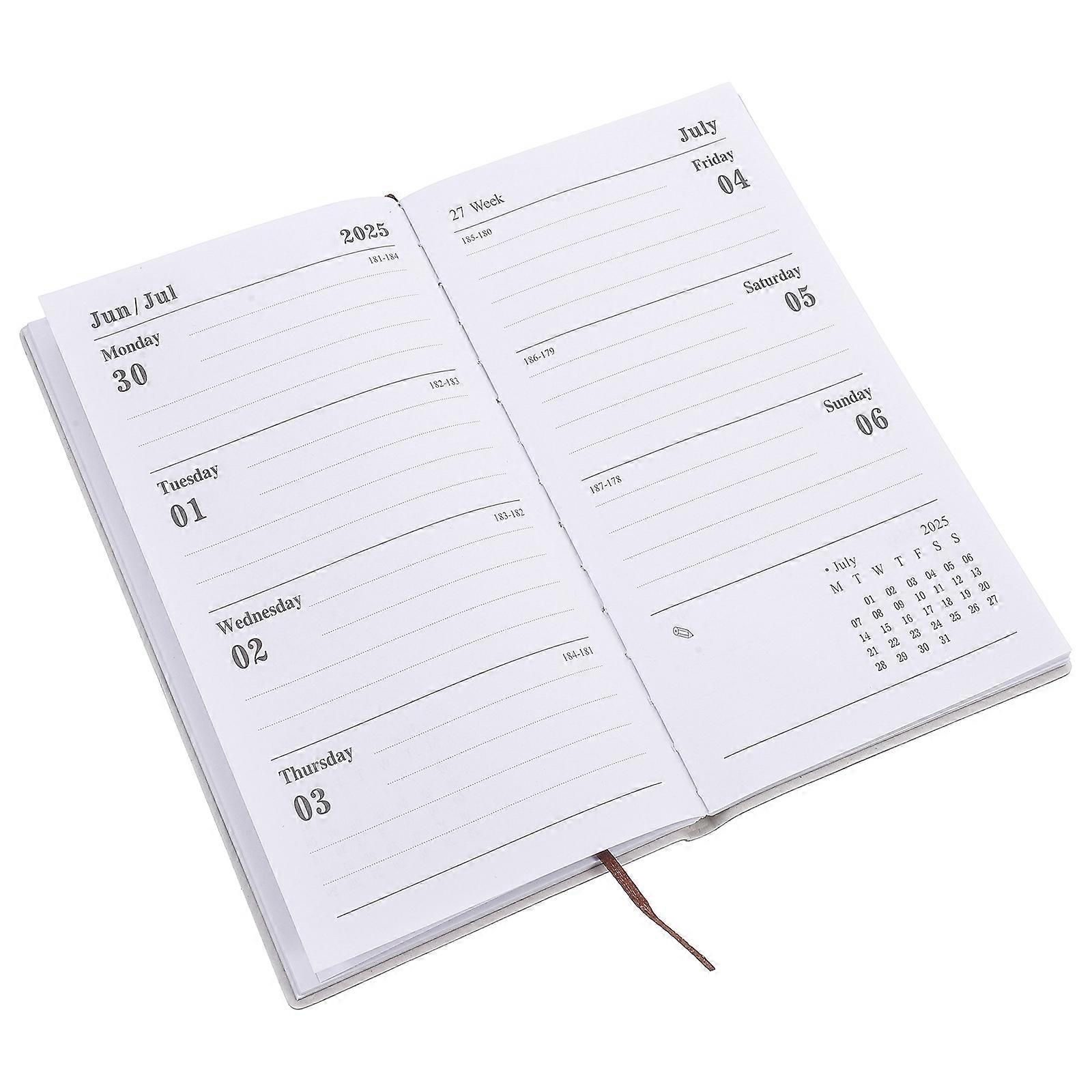 Portable planner Book for Students and Teachers in Green Imitation with Weekly Planning Scenes