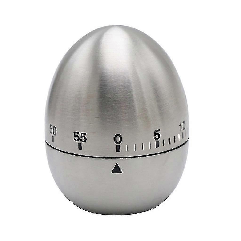 Stainless Steel Egg Shape Mechanical Kitchen Timer - 60-Minute Loud Timer