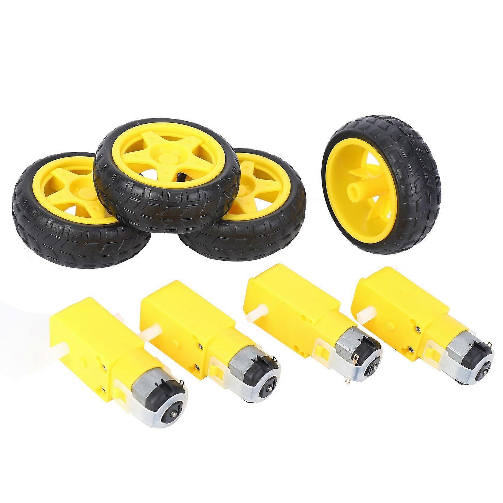 4 Pcs For Smart Car Robot Plastic Tire Wheel with DC 3-6V Gear Motor
