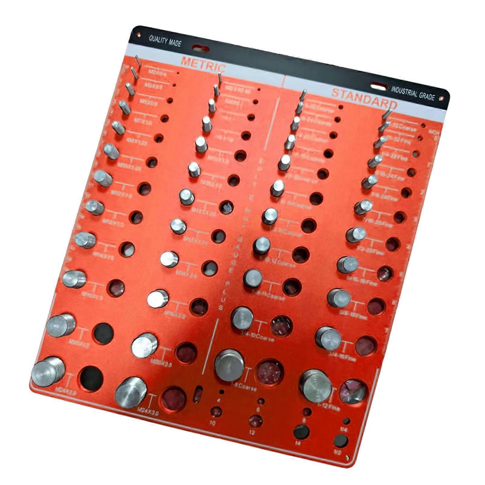 Professional Thread Gauge 46 Holes Black Red Identification Square Body Ergonomic Handling Fit for Fastener Verification Multicolor