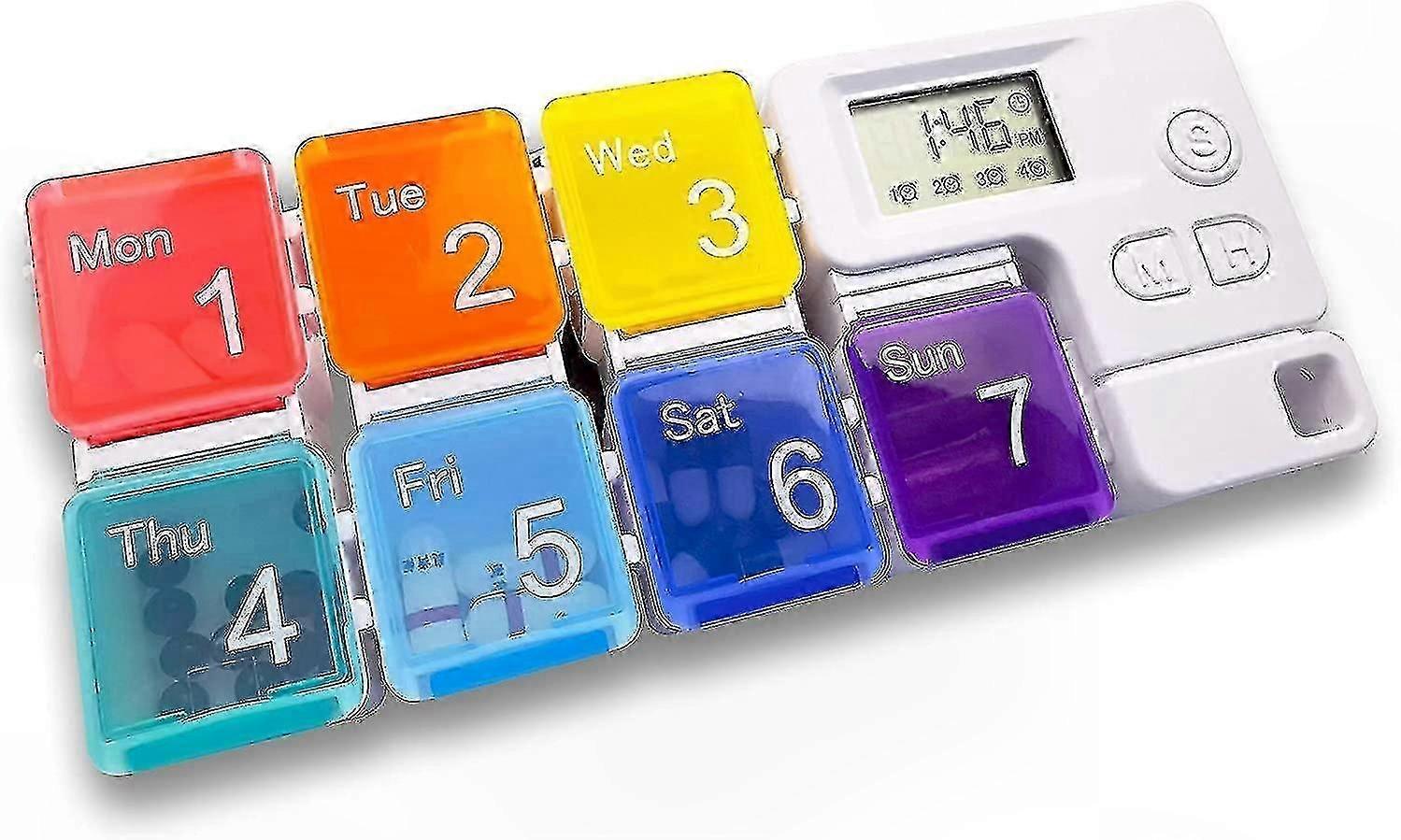 7-Day Smart Pill Organizer with Alarm and Reminder for Seniors and Kids Automated Medication Management System with Multiple Compartments