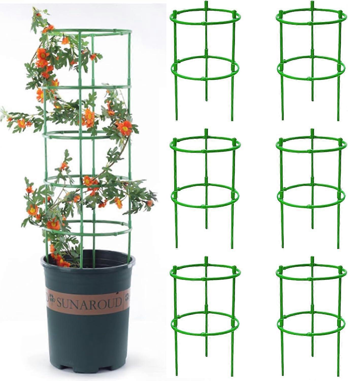 Set of 6 Plant Stakes, Round Support Stakes, Plant Support