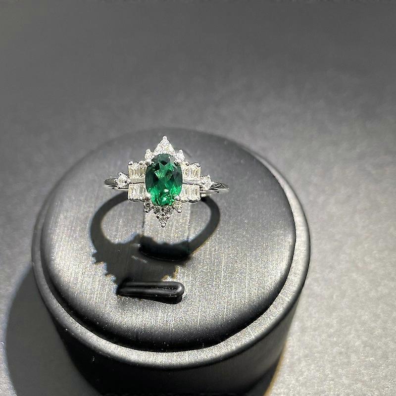 S925 Silver Emerald Snowflake Retro and Elegant Ring for Women