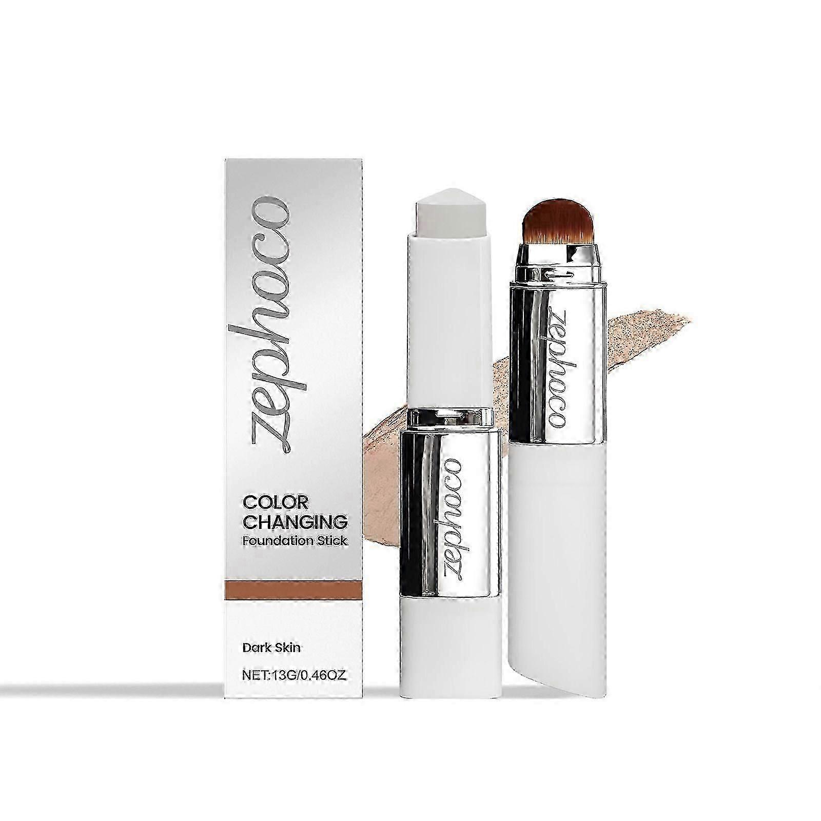 2-in-1 Dual-Ended Blanc Cover Cream Stick with Brush - Color Changing Foundation Stick with Volufiline - Medium to Full Coverage Dewy Finish Makeup