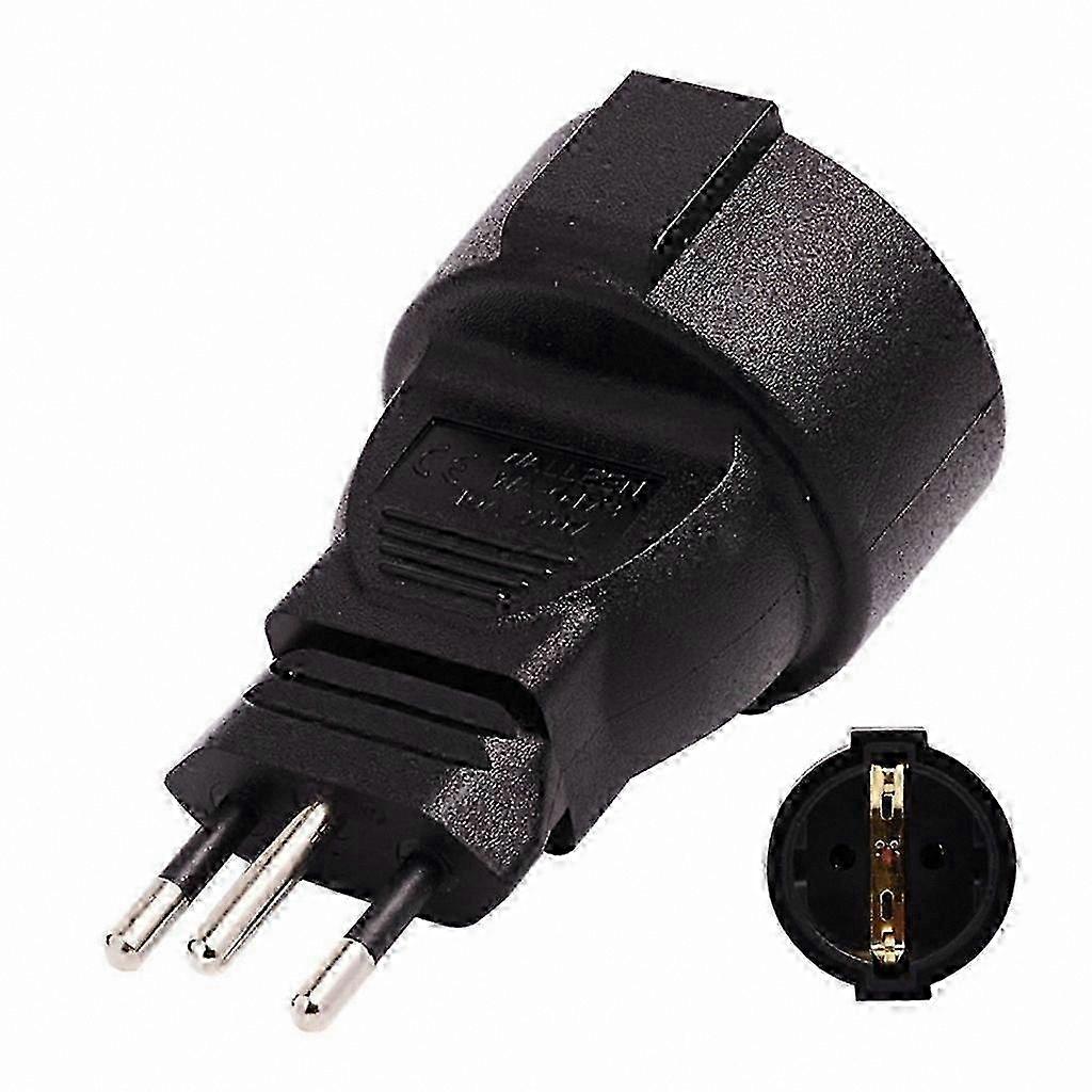 3-Pin Swiss to 2-Pin EU Round Plug Adapter Converter
